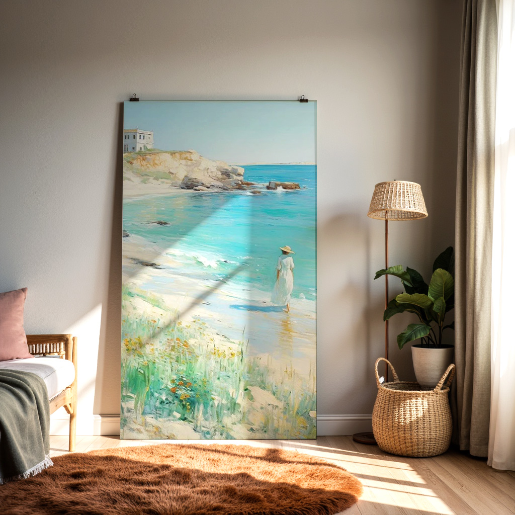 Shoreline Stroll – Serene Coastal Daylight Wall Art