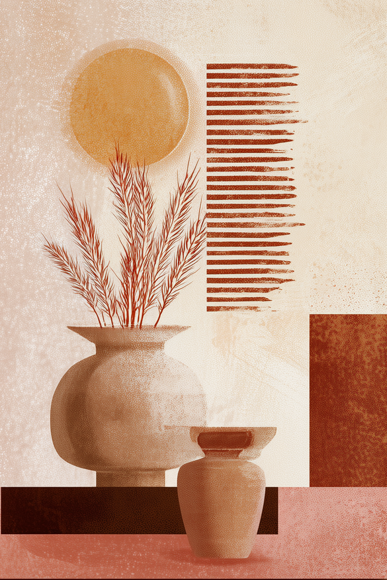 Golden Hour Geometry – Modern Vase Wall Art