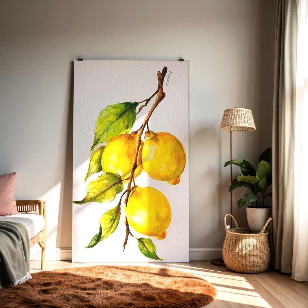 Golden Lemons – Fresh Citrus Watercolor Wall Art