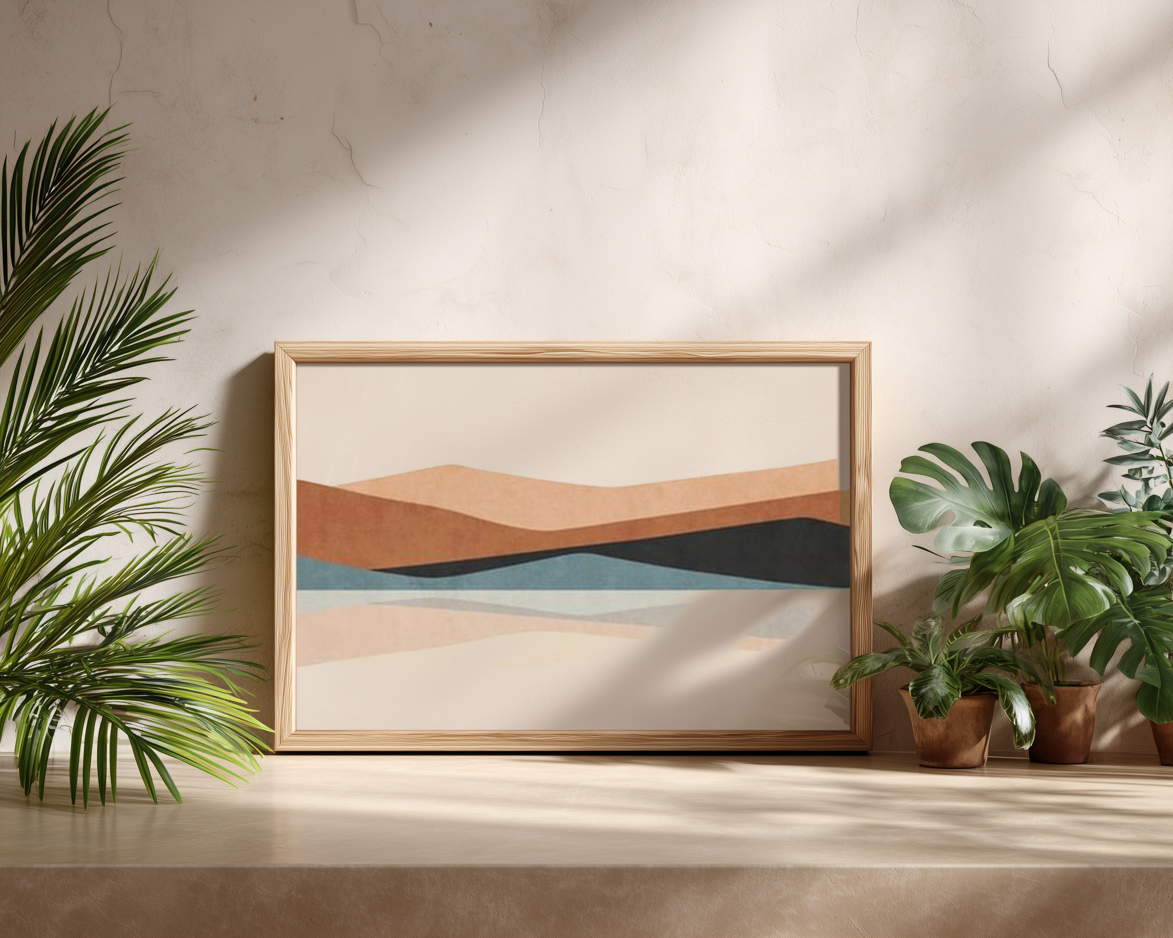 Sculpted Horizons – Minimalist Earth-Toned Landscape Wall Art