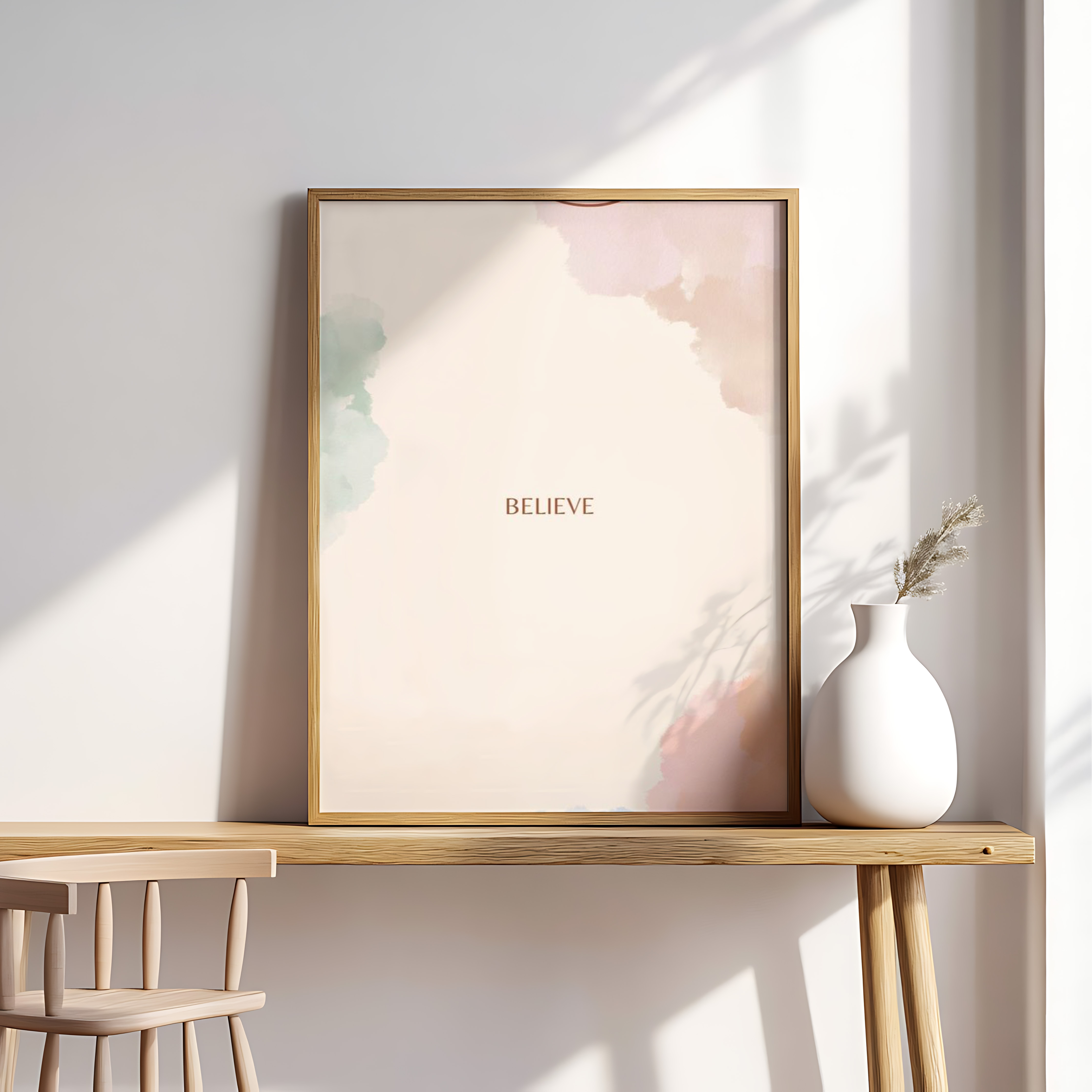 Believe Minimalist Wall Art – Inspirational Quote Typography Print