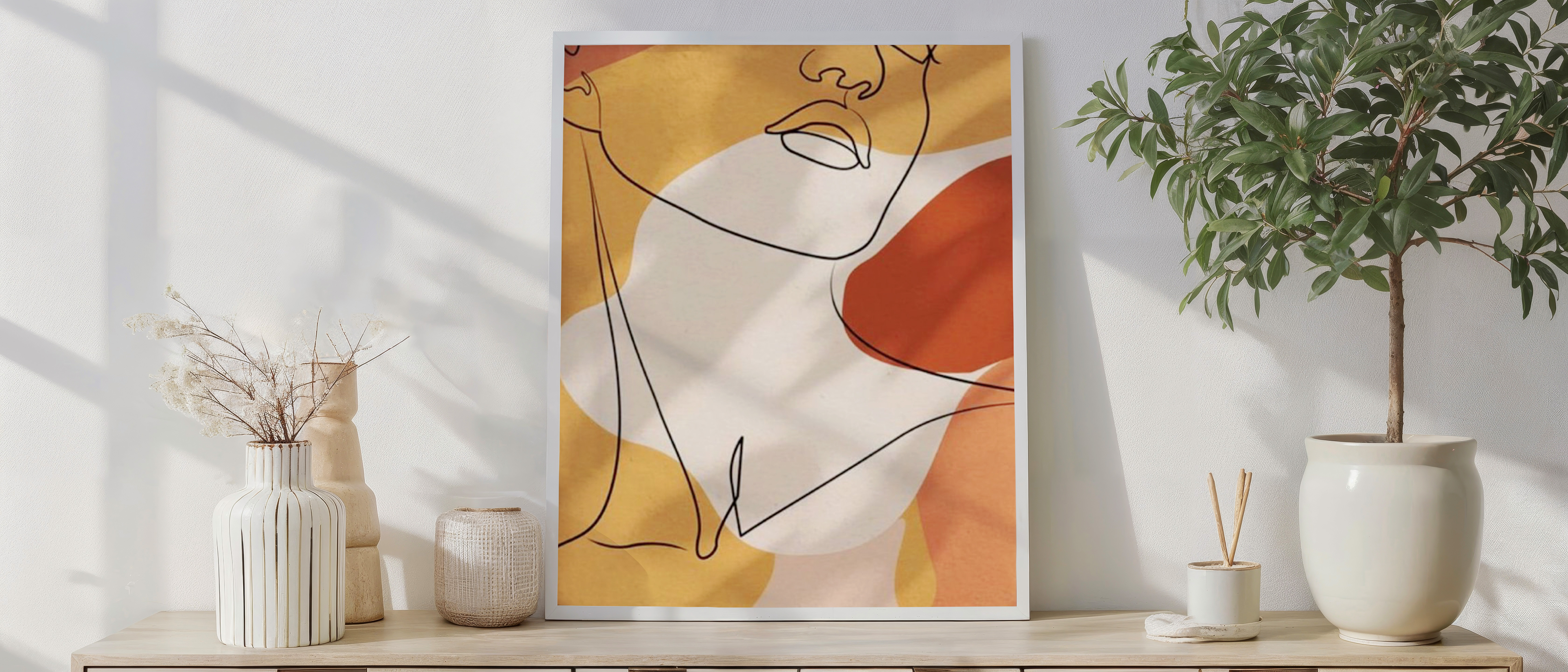 Minimal Abstract Line Art Portrait – Modern One-Line Face Drawing Wall Art