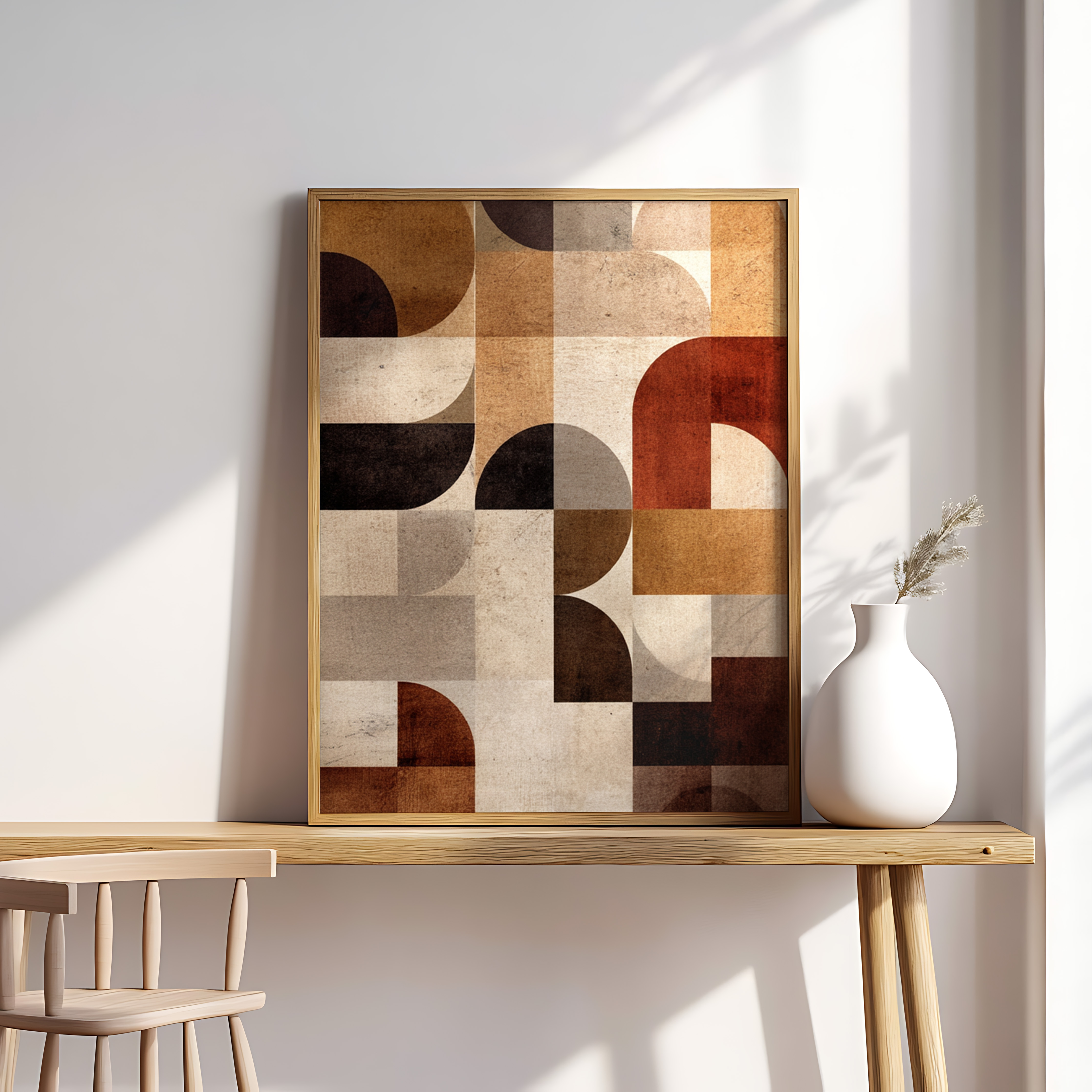Modern Geometric Wall Art – Retro Abstract Canvas Print