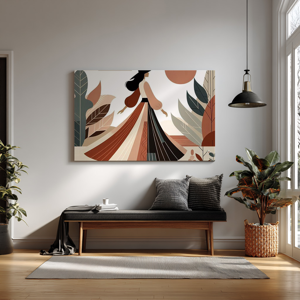 Stylish Woman Illustration Art Print – Modern Boho Wall Décor