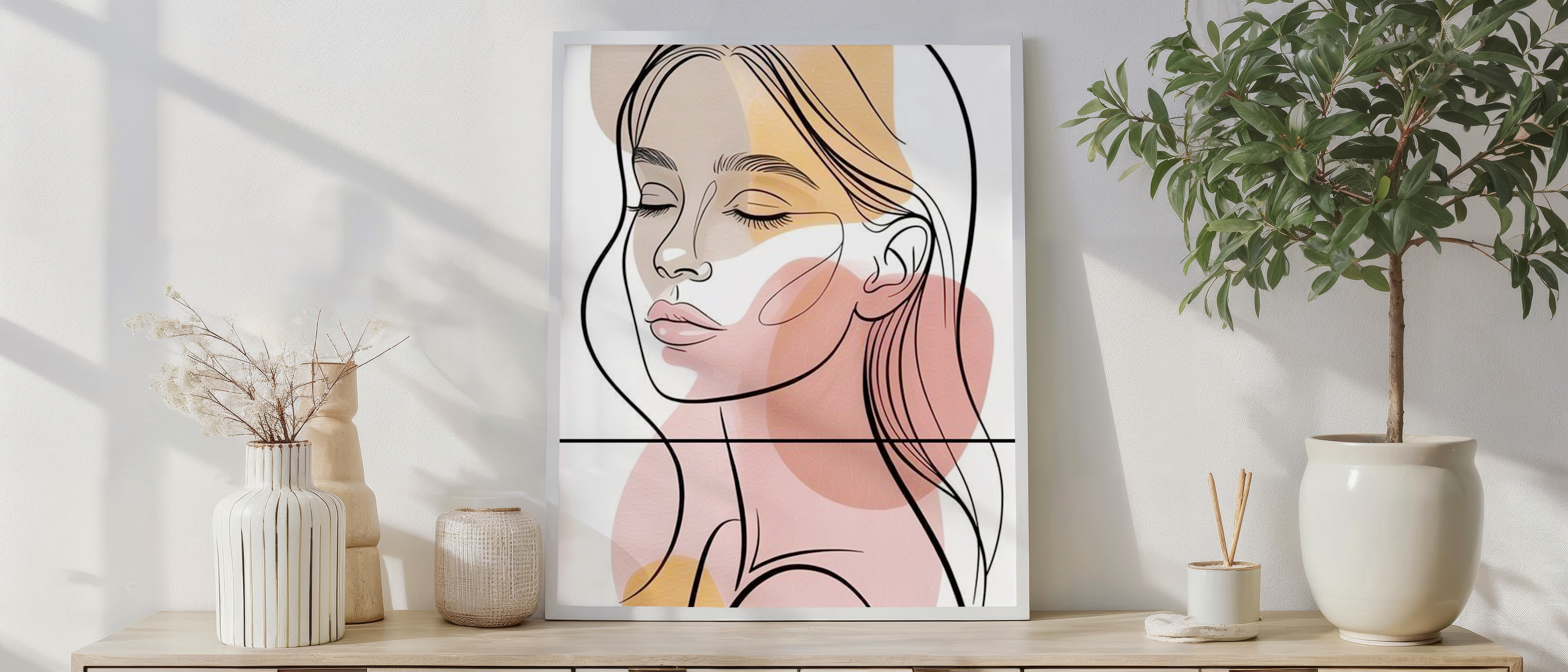 Minimal Line Art Woman – Modern Abstract Face Illustration