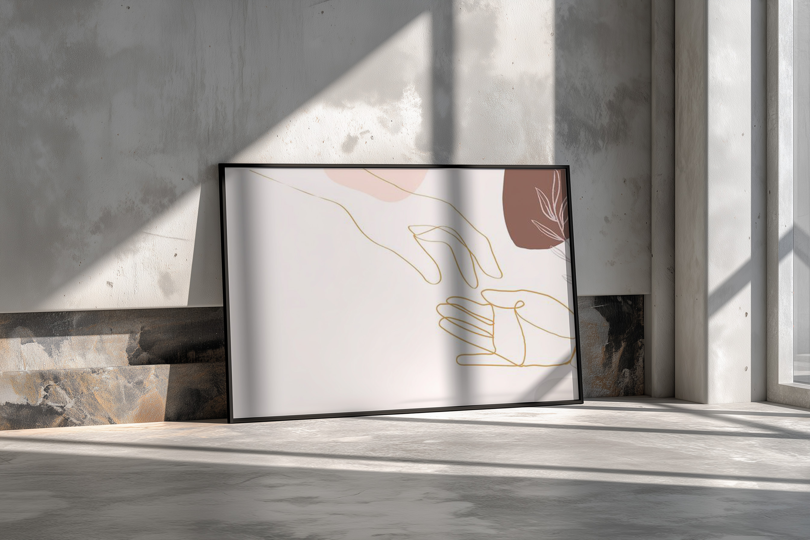 Minimalist Line Art Hands – Abstract Connection & Togetherness Wall Print