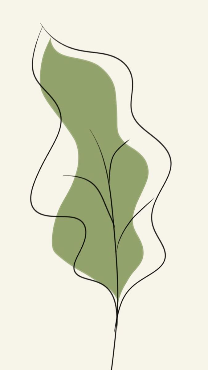Minimalist Botanical Leaf Line Art – Modern Green Abstract Wall Print