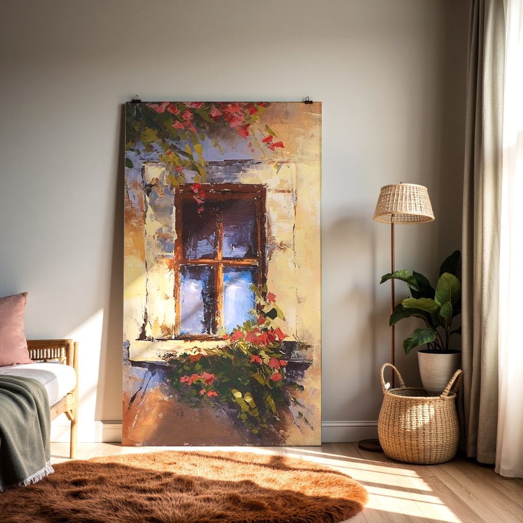 Rustic Window Bloom – Vintage Floral Wall Art