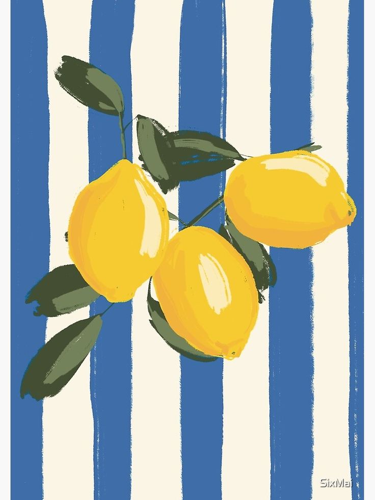 Fresh Lemon Art Print – Mediterranean Yellow Citrus Illustration