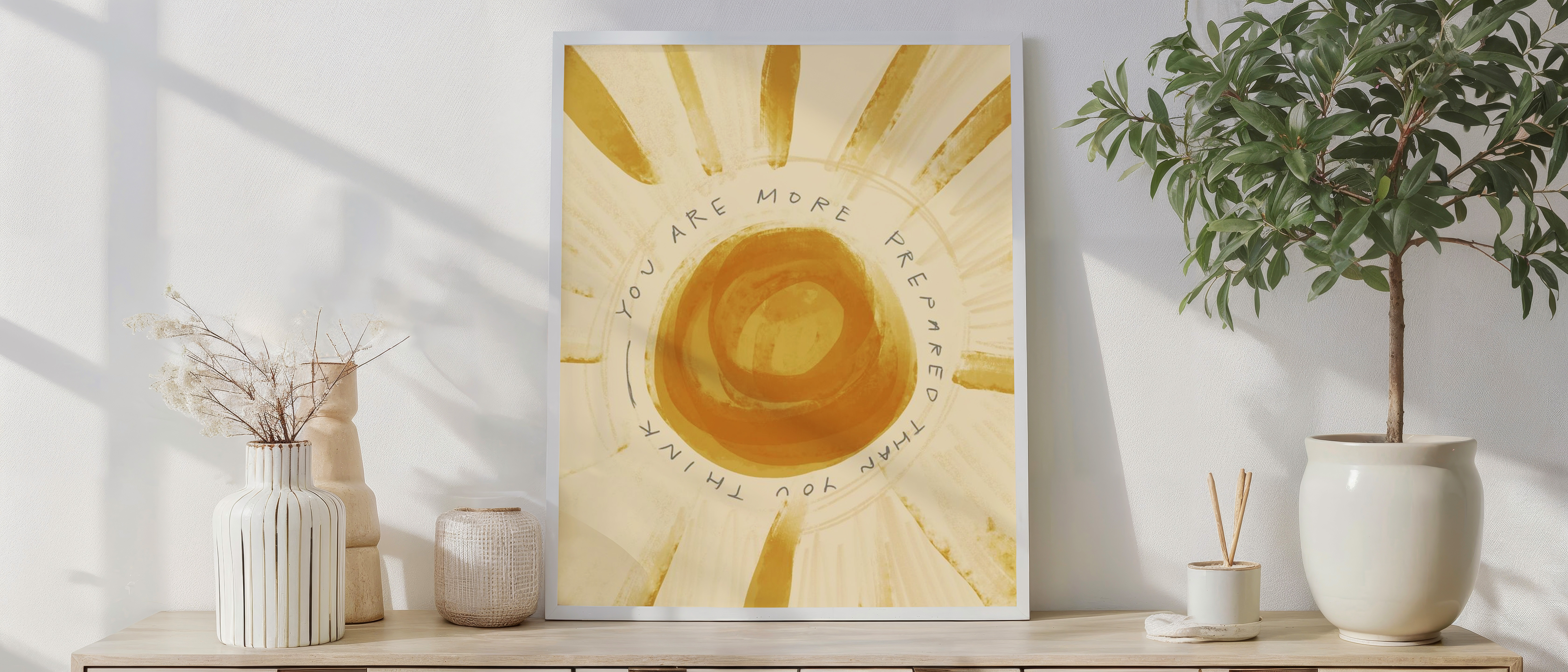 You Are More Prepared Than You Think Wall Art – Minimal Sun Affirmation Print