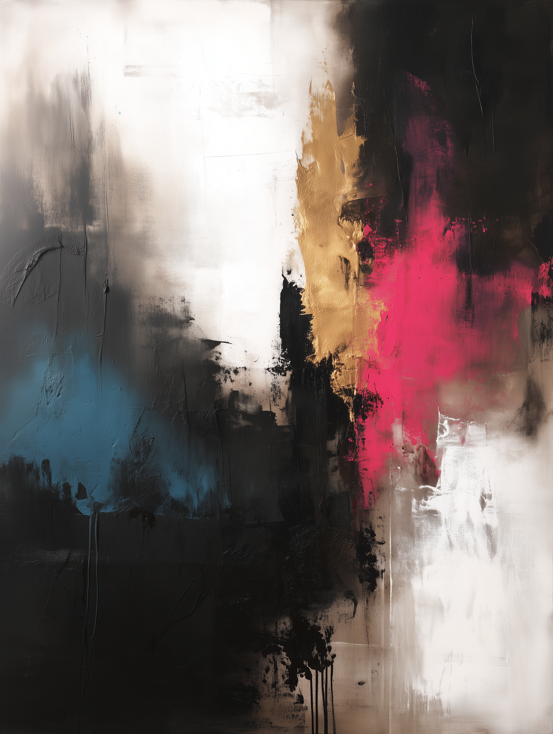 Modern Abstract Wall Art with Gold and Pink Accents