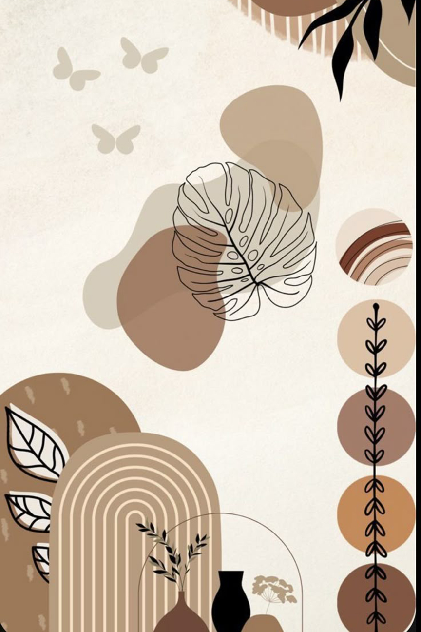 Boho Botanical Abstract Wall Art – Earth Tone Modern Canvas Print