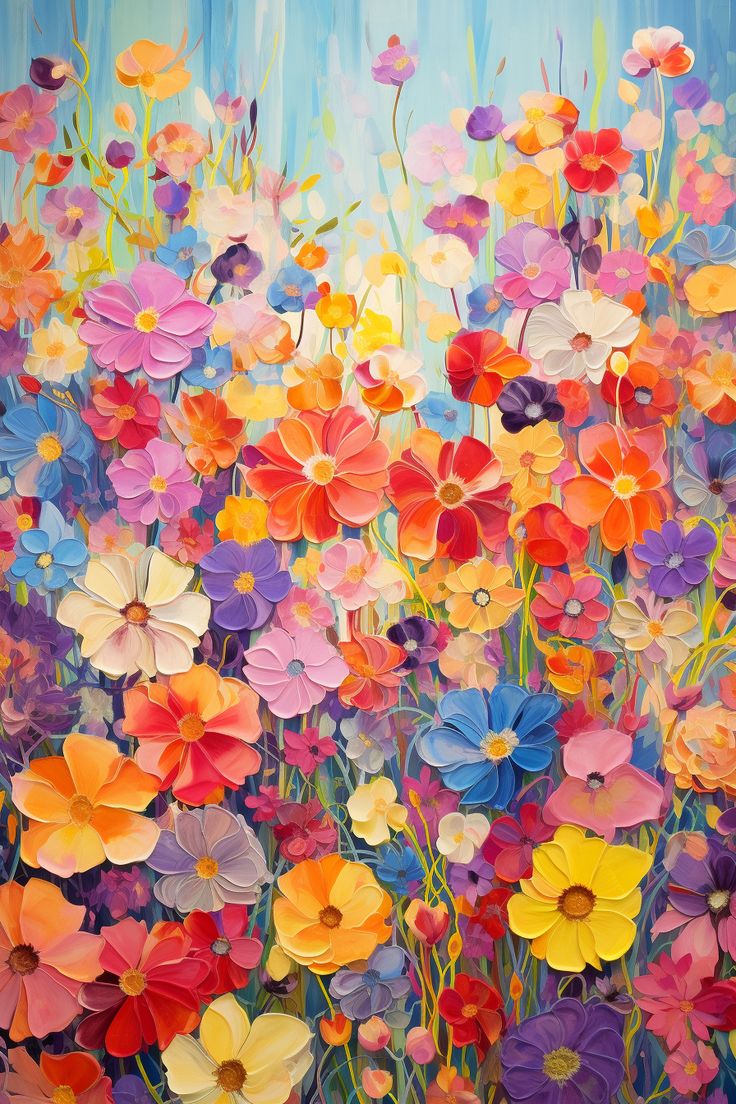 Blooming Symphony – Vibrant Floral Garden Wall Art