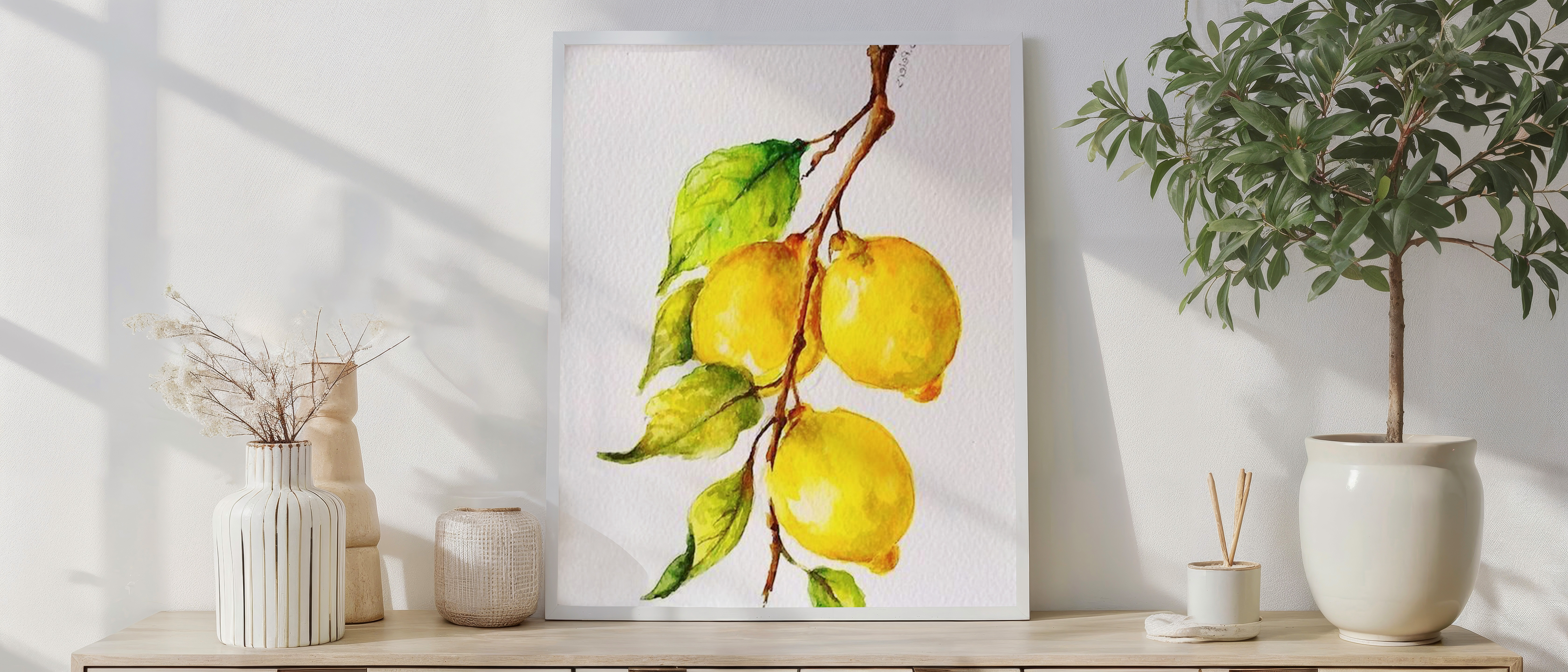 Golden Lemons – Fresh Citrus Watercolor Wall Art