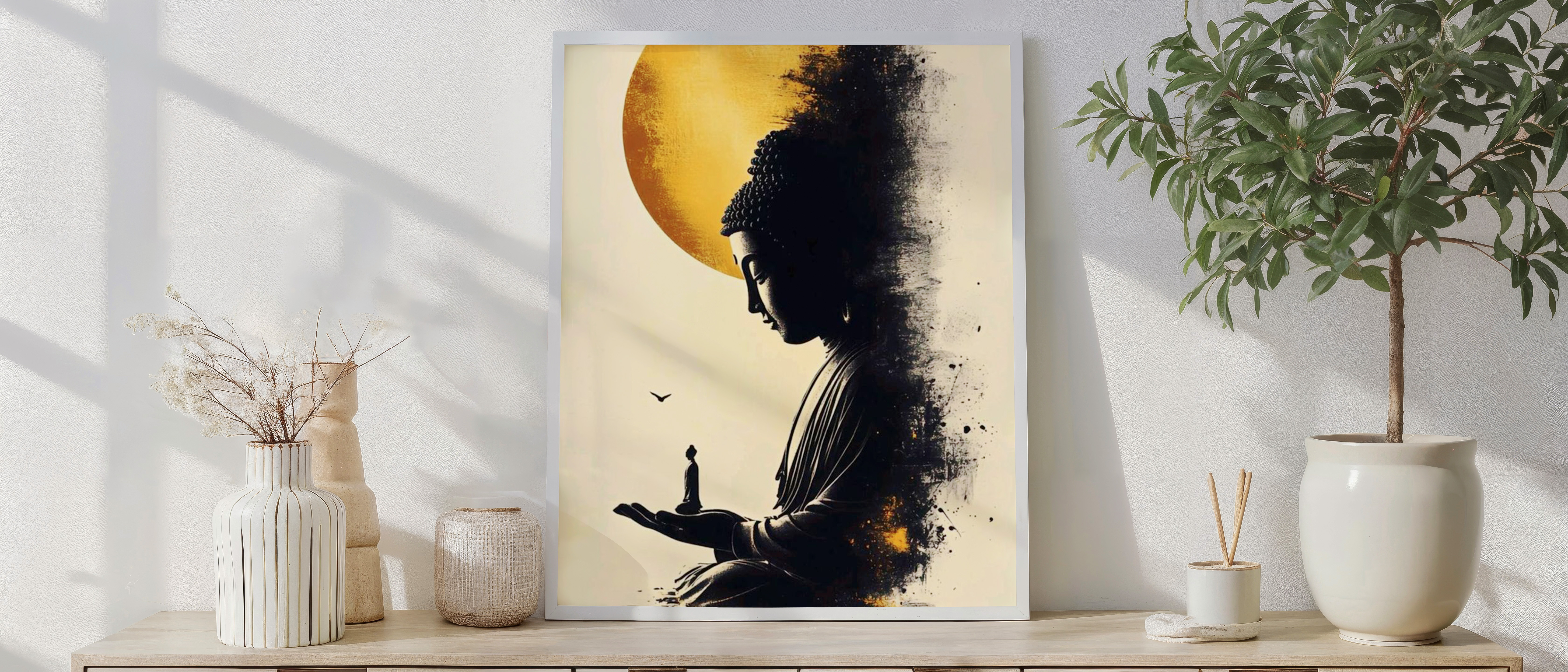 Golden Buddha Meditation Wall Art