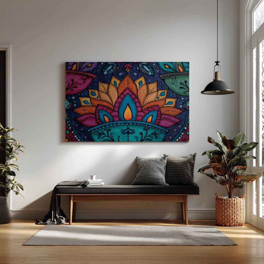 Colorful Mandala Lotus Wall Art
