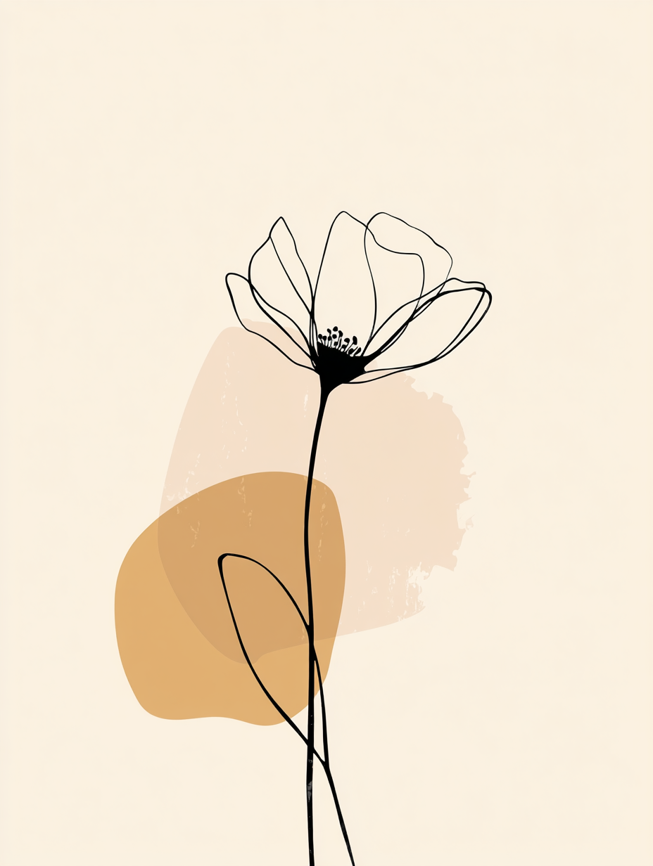 Minimalist Single Flower Line Art Print – Modern Abstract Botanical Décor