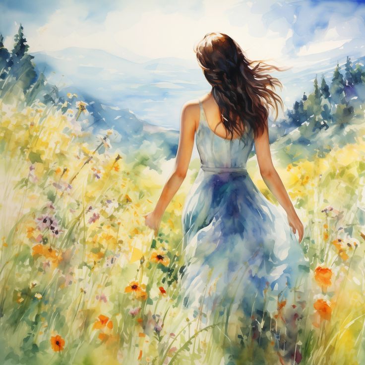 Blooming Daydream – Woman in Wildflower Meadow Wall Art