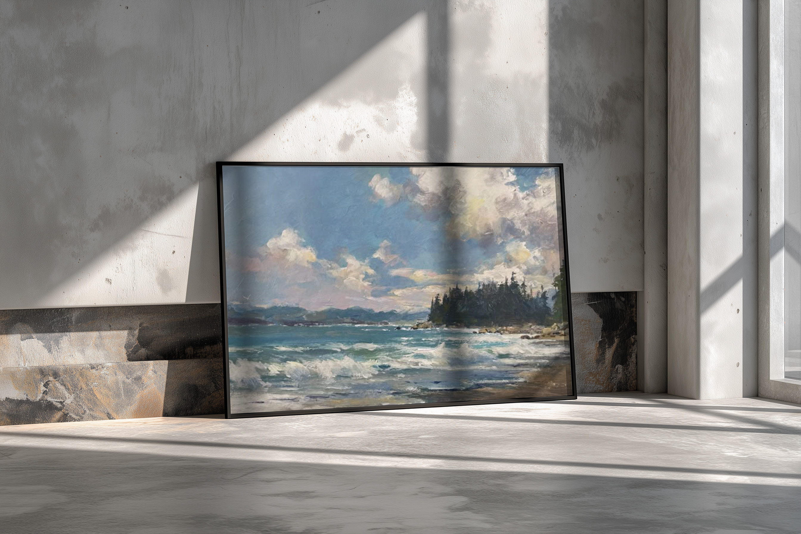 Coastal Breeze Escape – Tranquil Oceanfront Landscape Wall Art