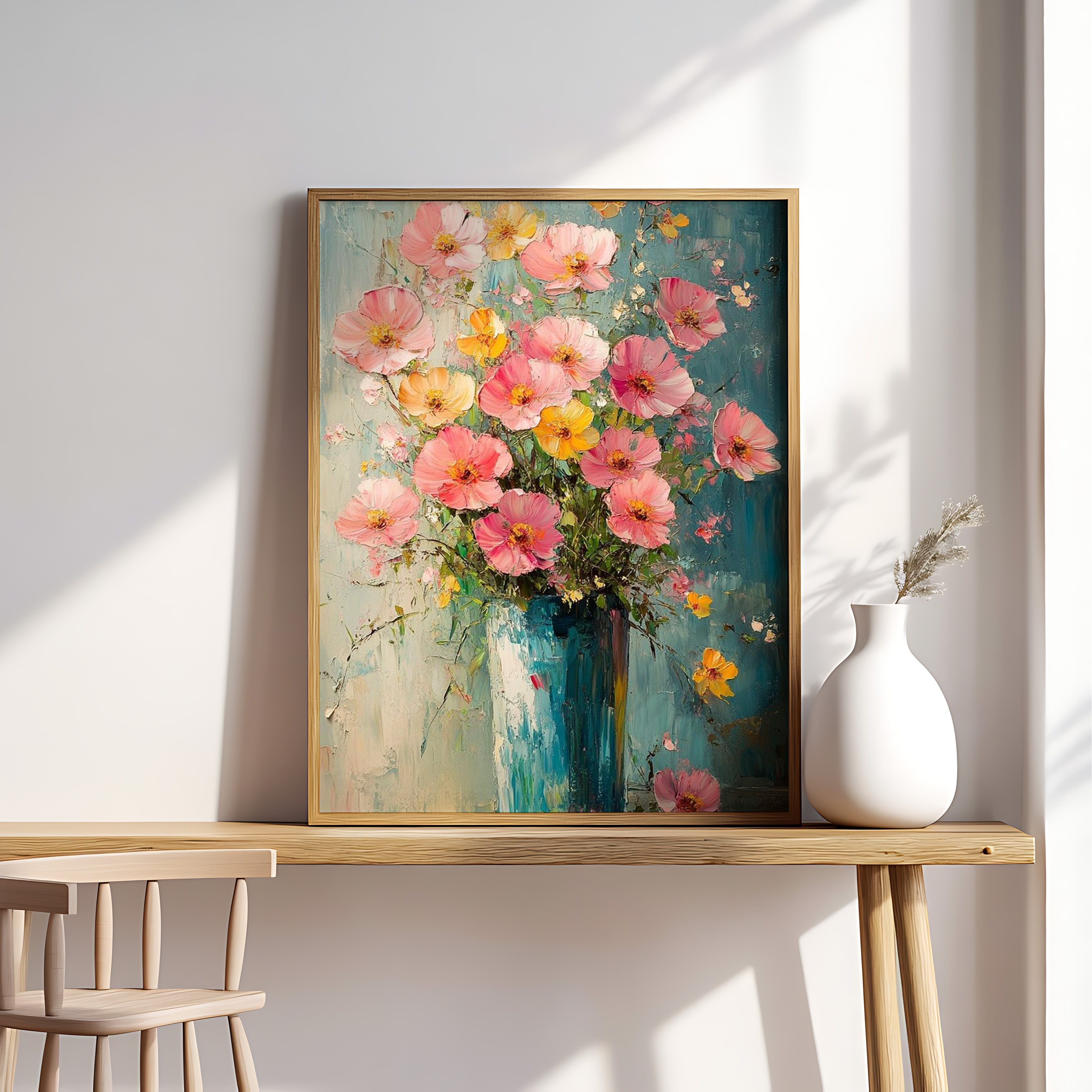 Radiant Blossoms – Textured Floral Bouquet Wall Art