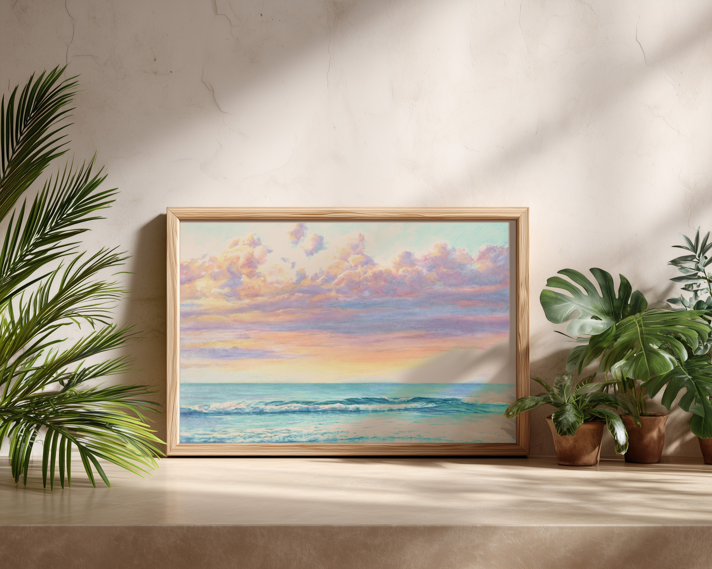 Tranquil Pastel Horizon – Serene Ocean Sunrise Wall Art