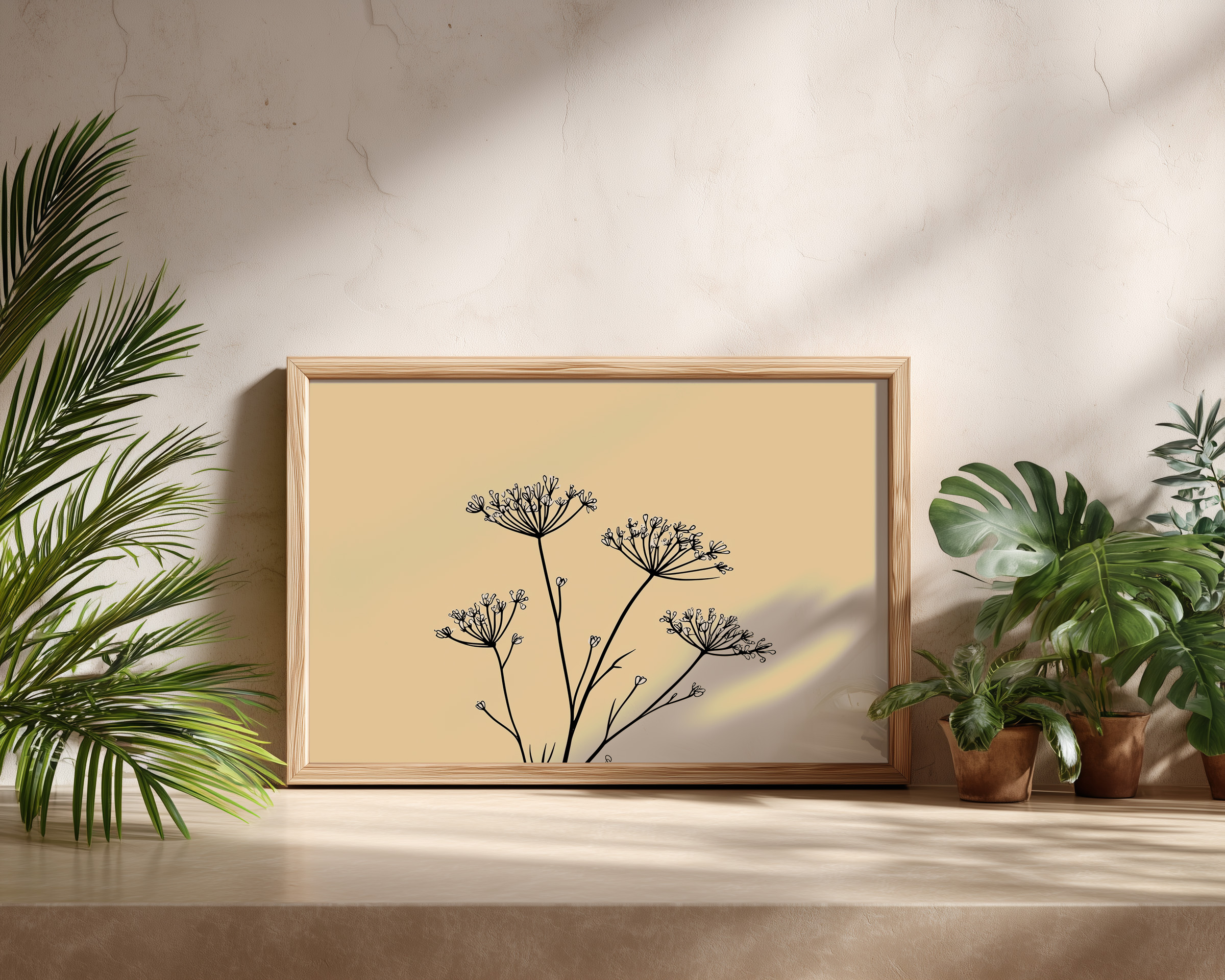 Minimalist Wildflower Line Art Print – Modern Botanical Wall Décor
