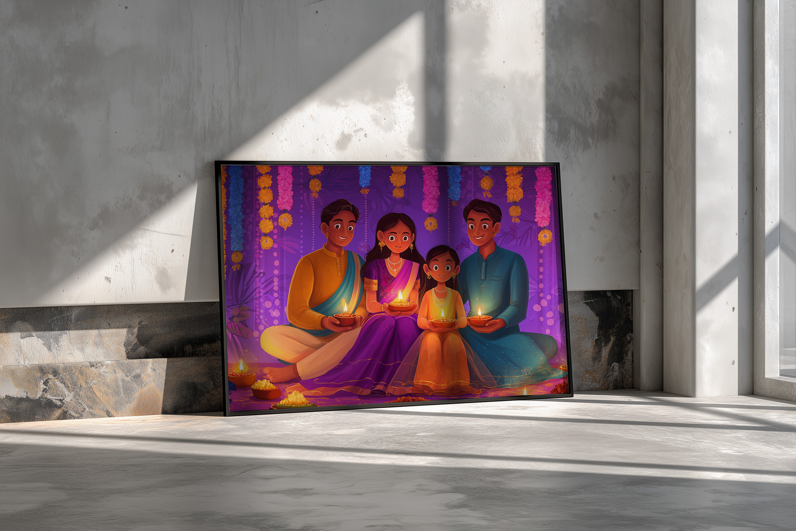 Diwali Family Celebration Wall Art