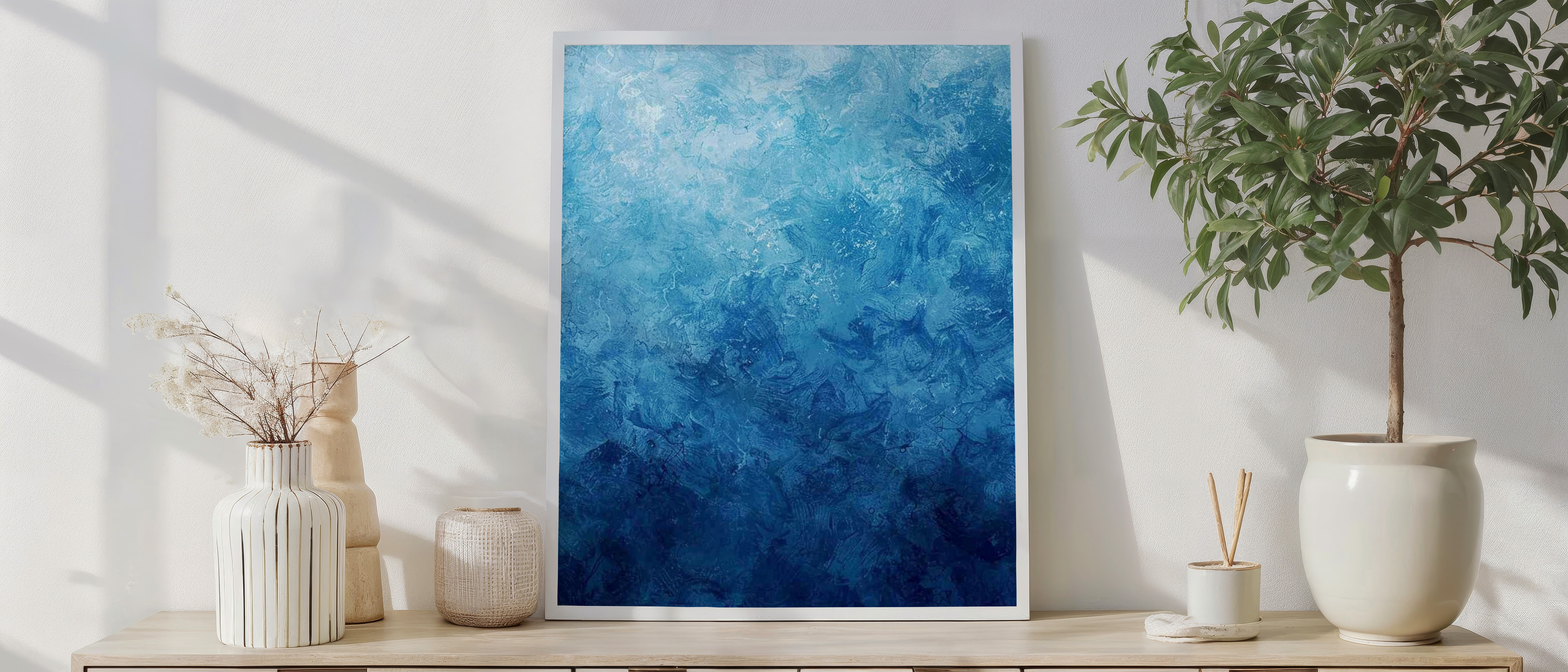 Deep Blue Drift – Abstract Ocean Texture Wall Art
