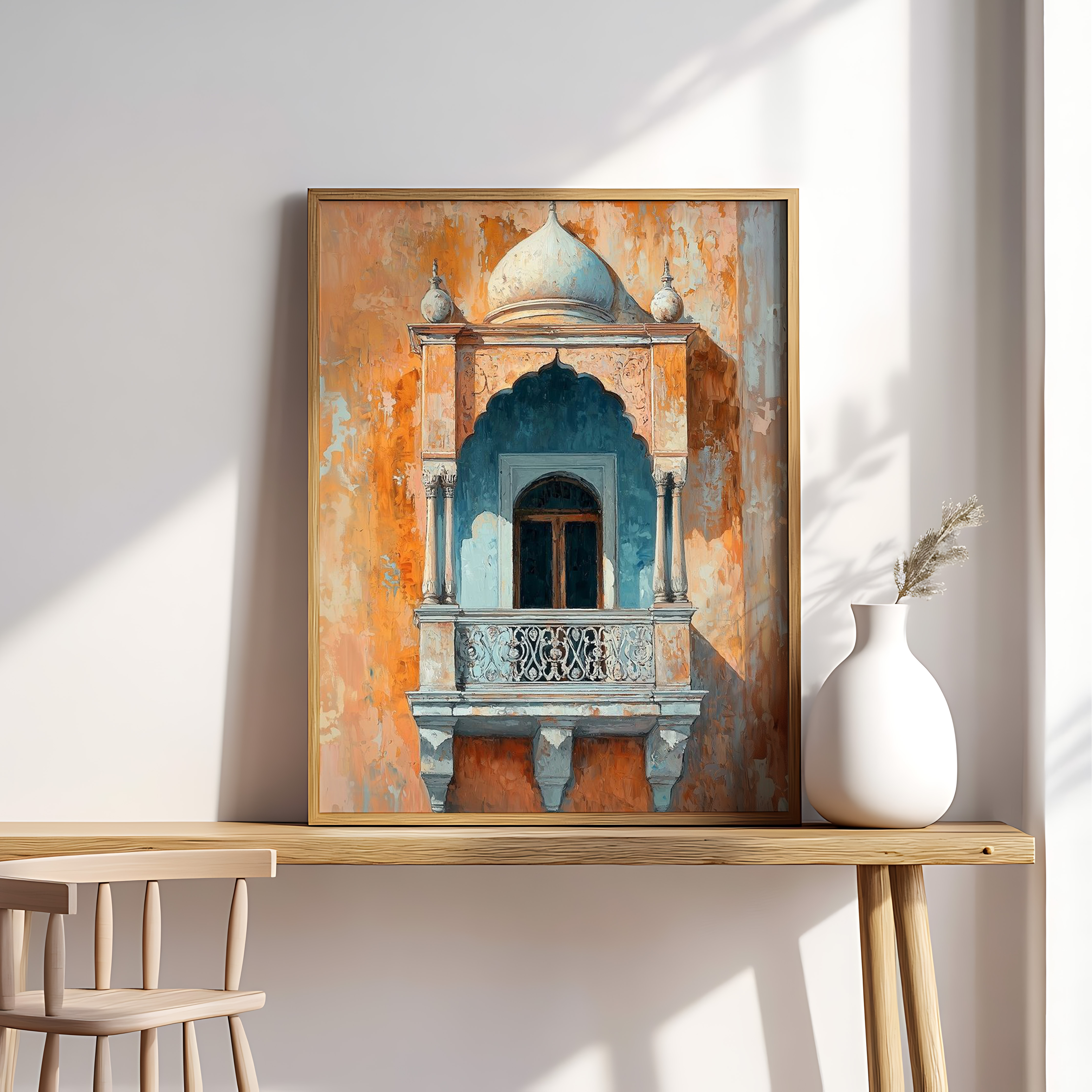 Heritage Haveli Jharokha Wall Art | Traditional Indian Architecture Painting
