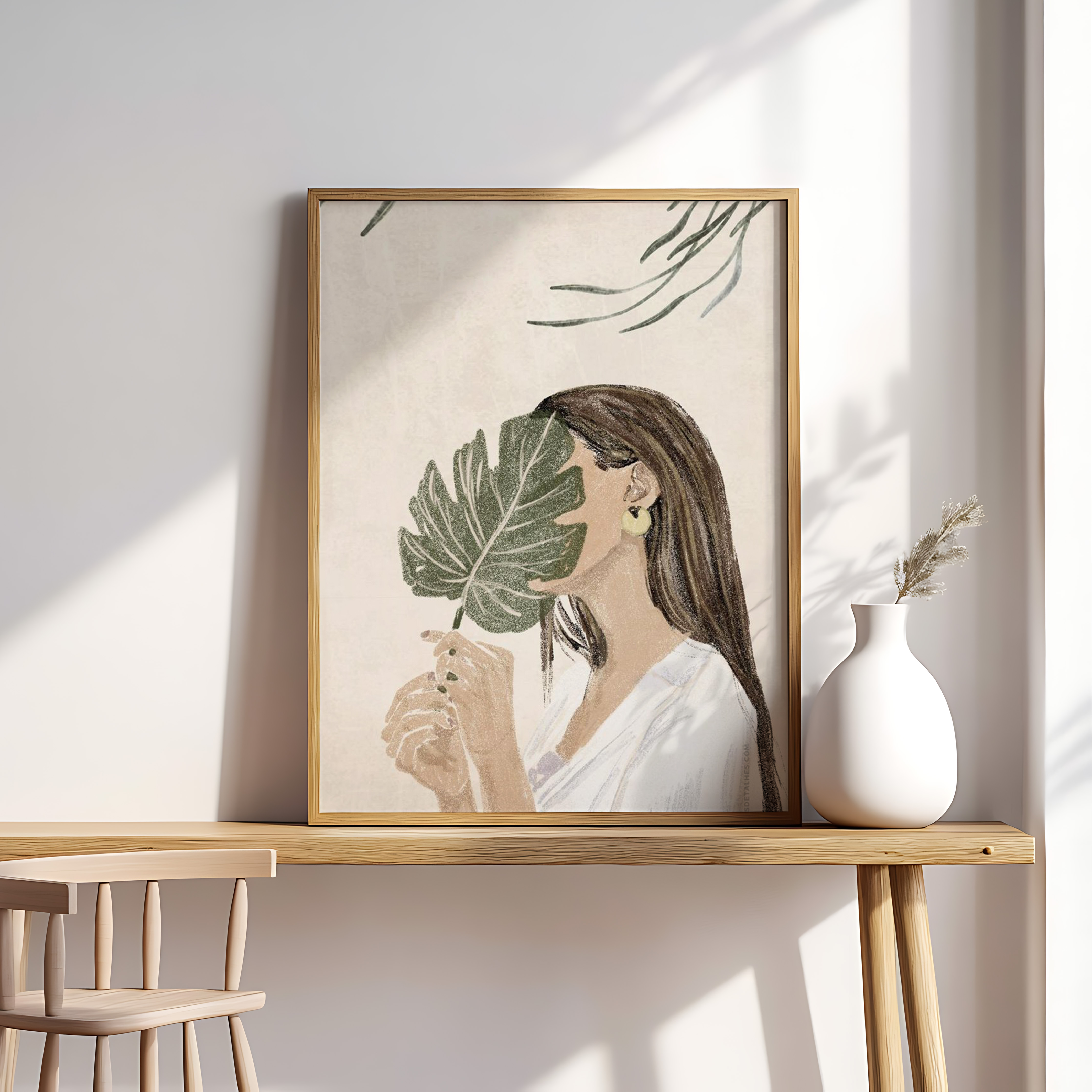 Botanical Woman Wall Art – Modern Nature-Inspired Illustration