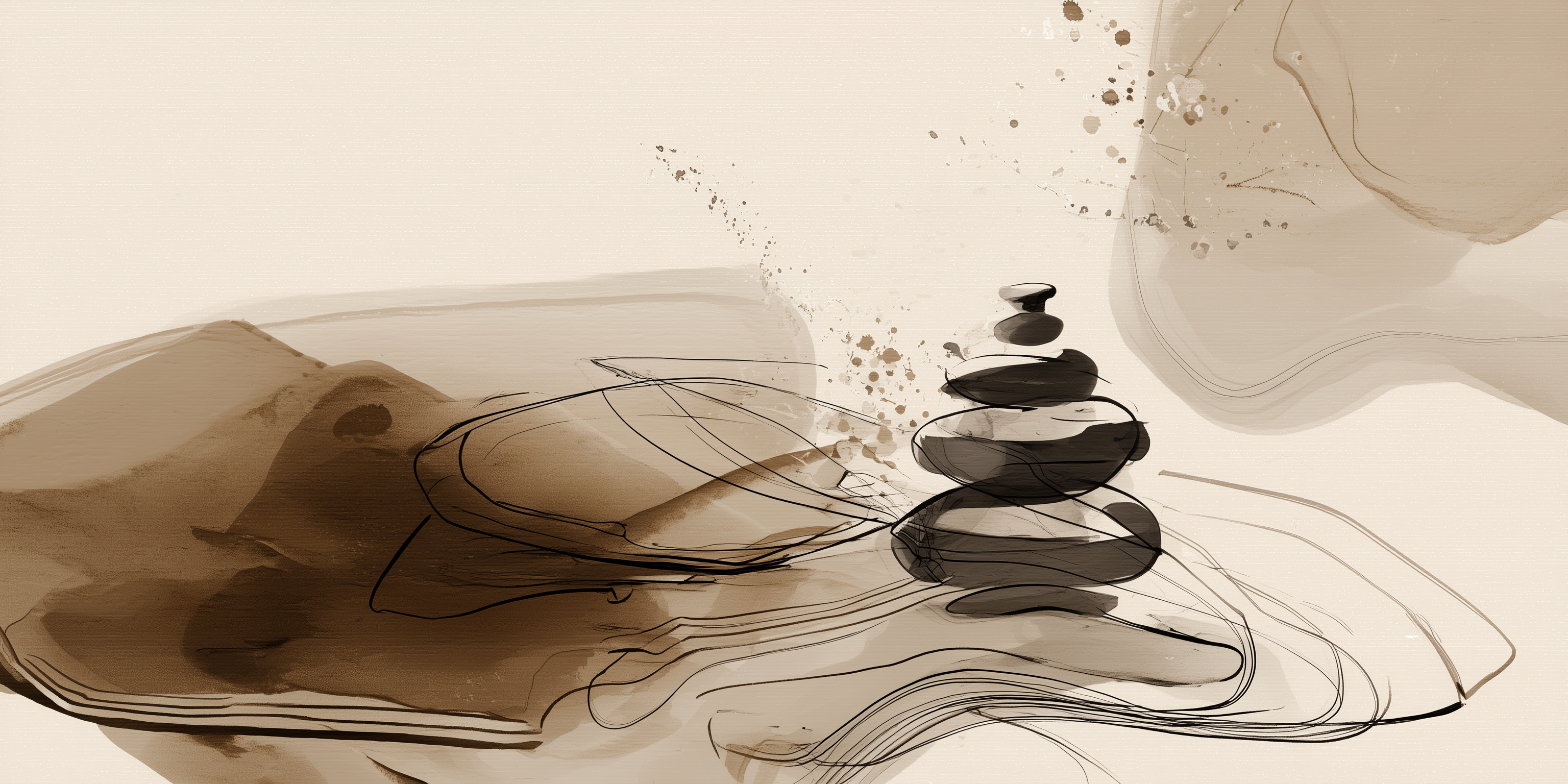 Zen Stone Balance Abstract Art – Minimal Neutral Wall Decor