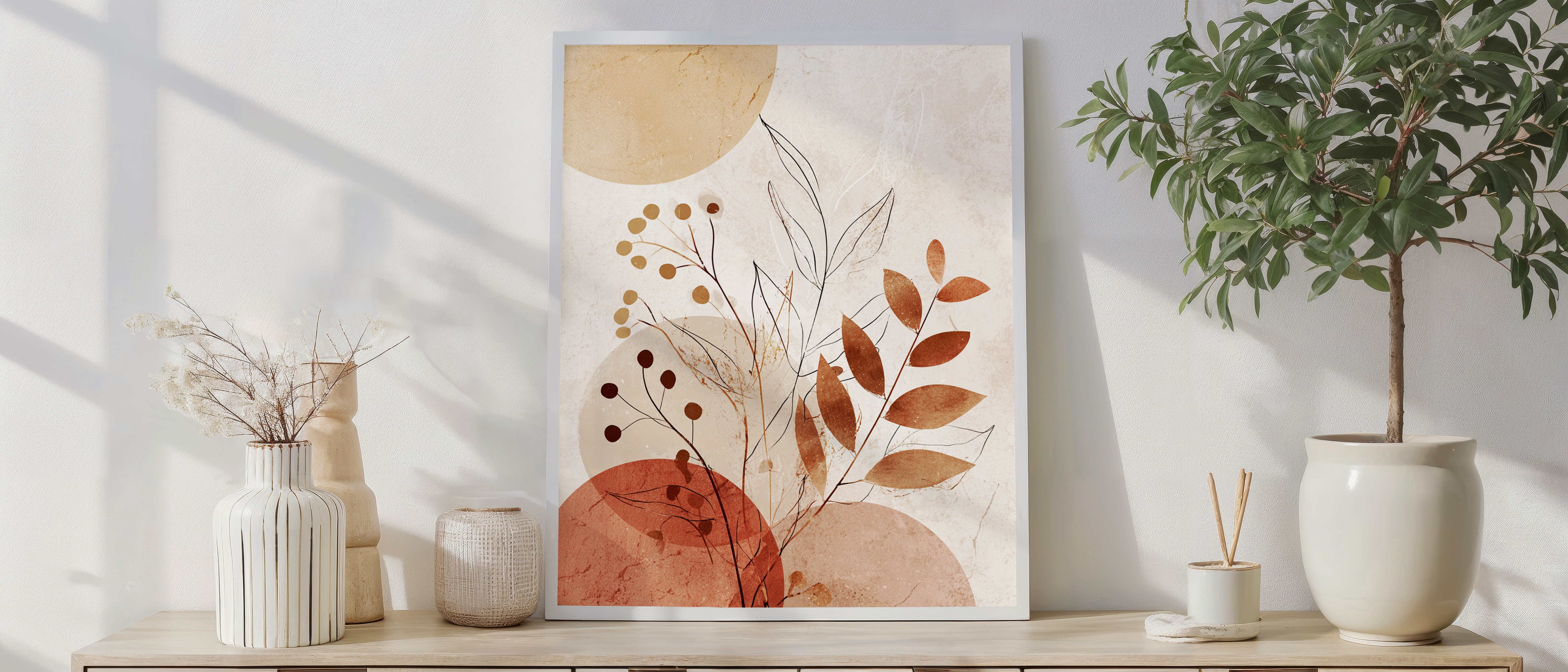 Earthen Serenity – Abstract Botanical Line Art
