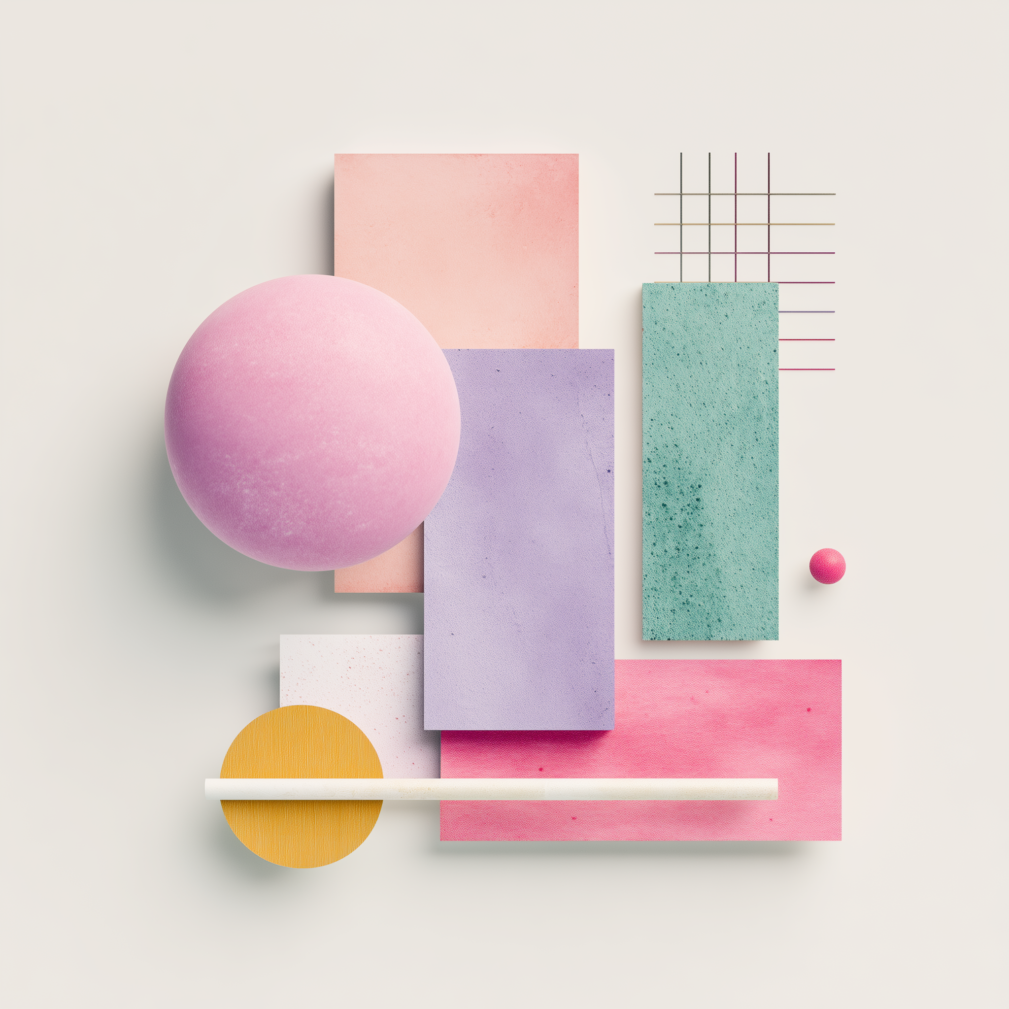 Pastel Geometric Wall Art – Modern Abstract Shapes Print in Pink, Mint, Lilac & Yellow