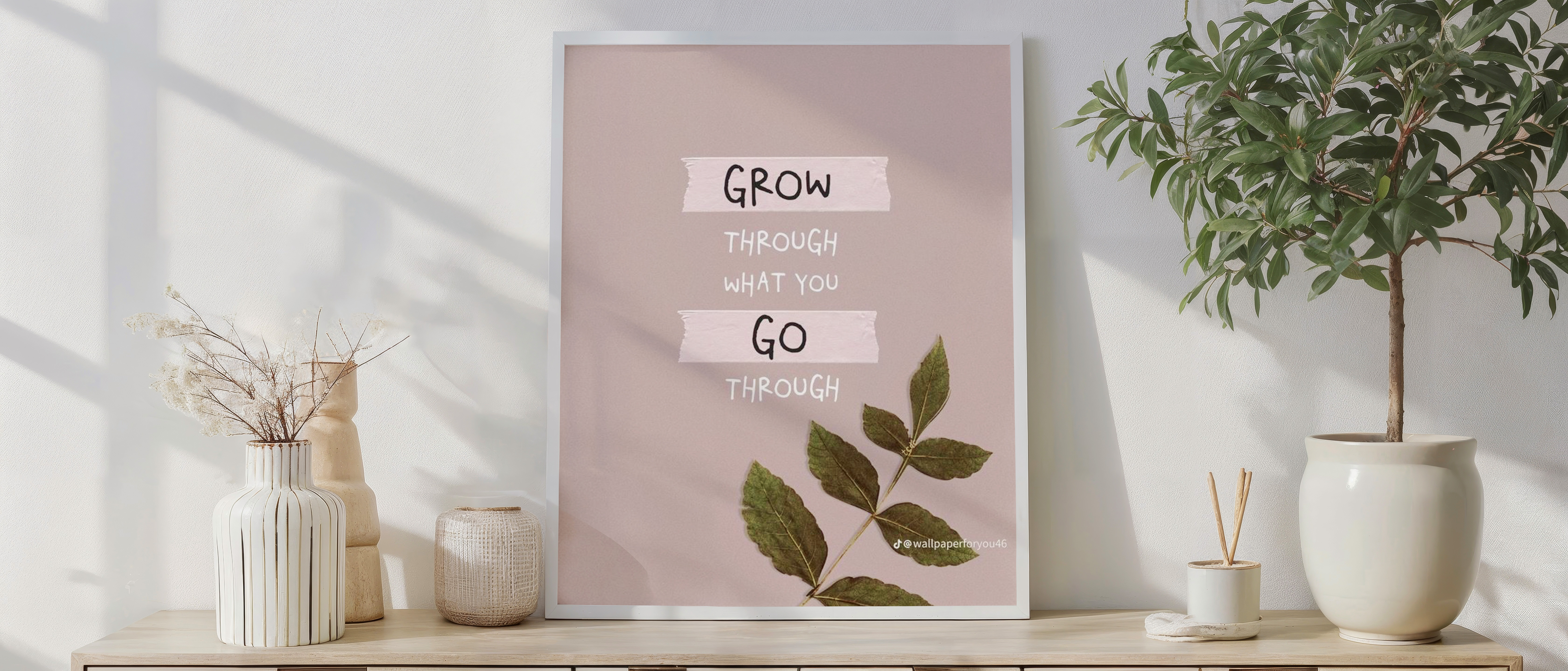 Grow Through What You Go Through Wall Art – Minimal Inspirational Quote Print