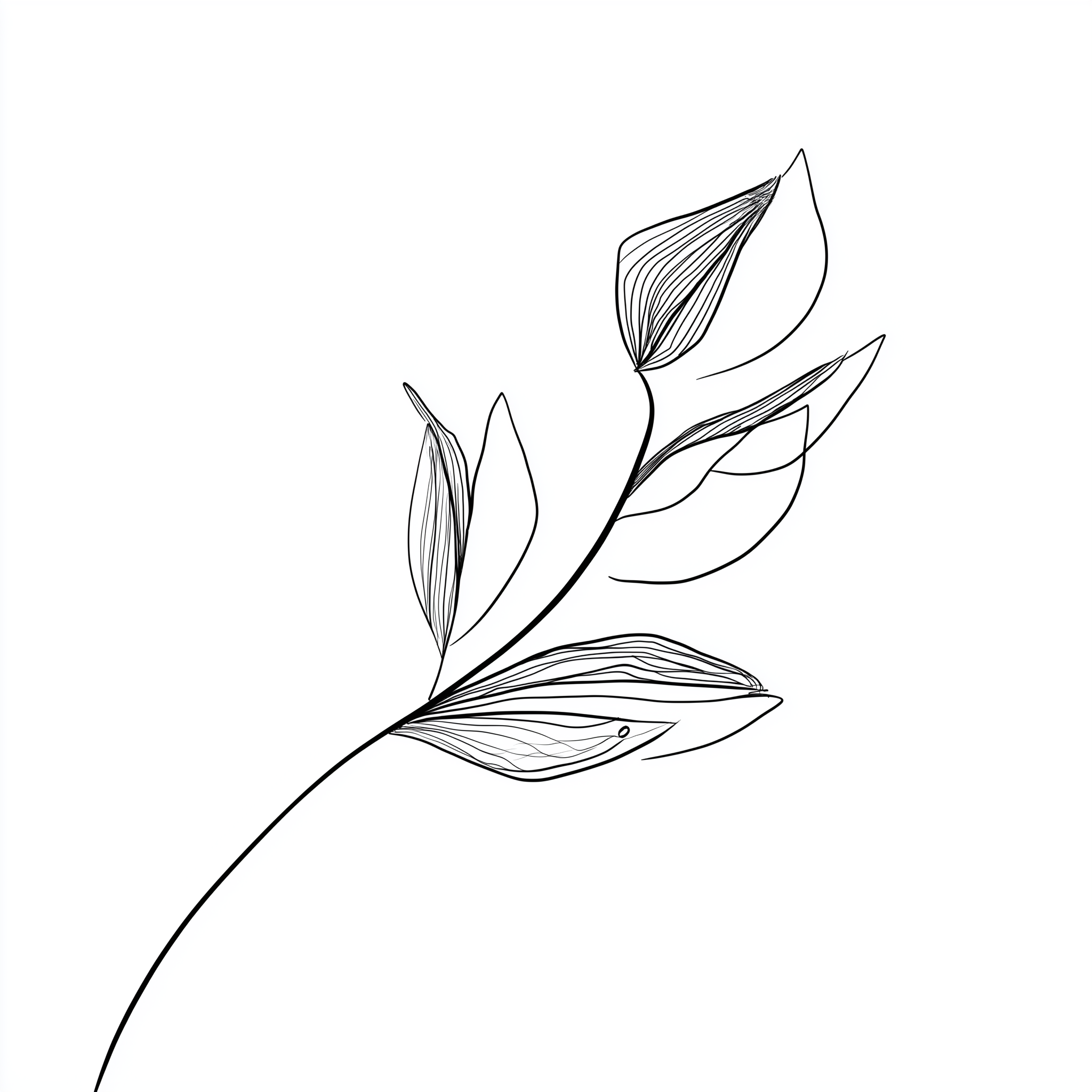 Minimalist Line Art Botanical Print – Modern Abstract Leaf Drawing
