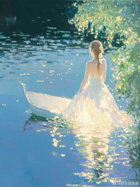 Radiant Serenity – Dreamlike Girl by the Water Wall Art