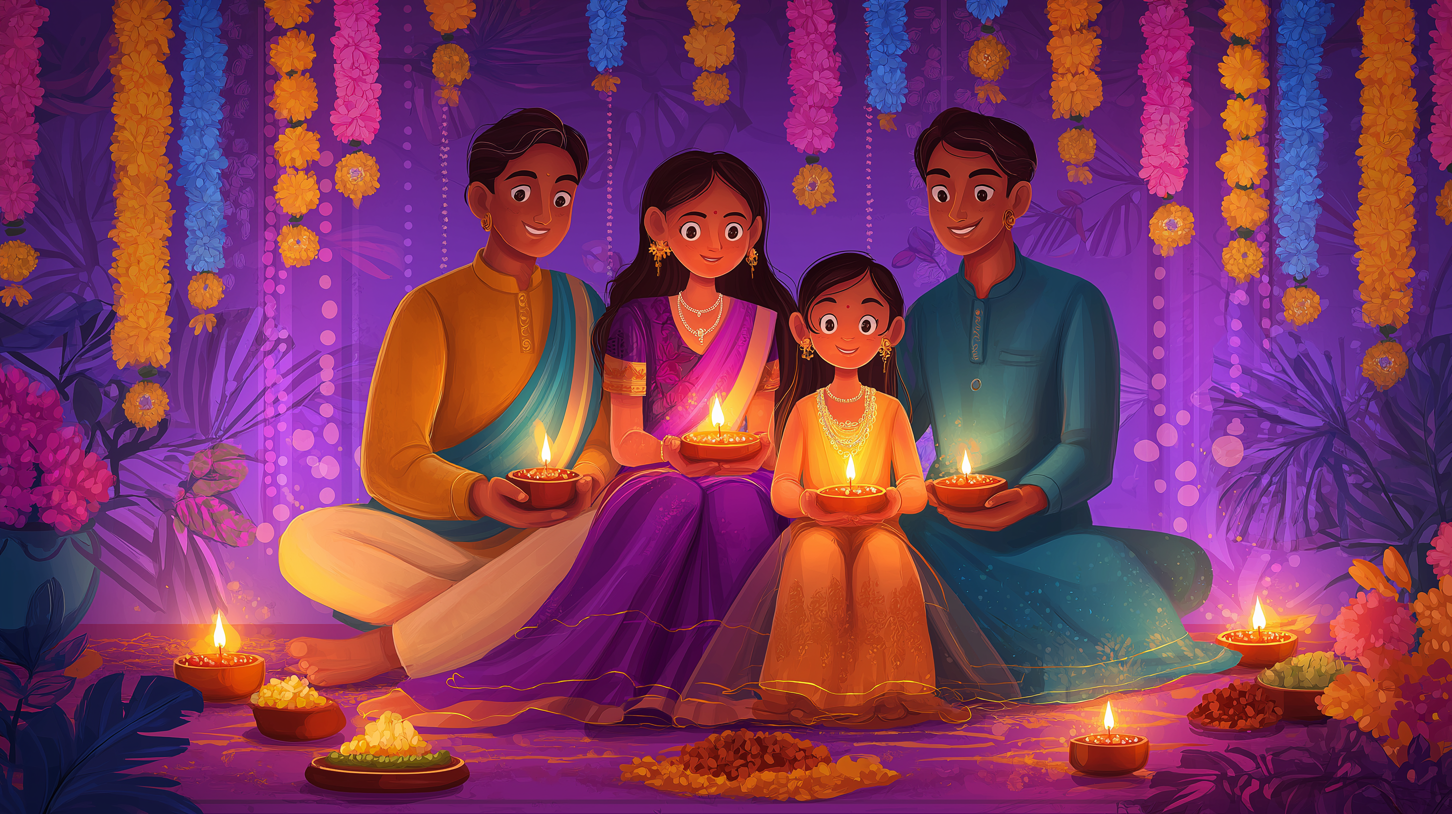 Diwali Family Celebration Wall Art