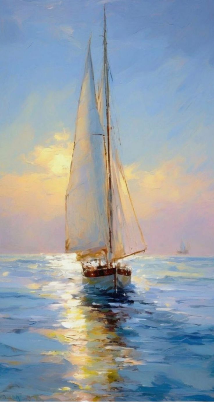 Golden Voyage – Sunset Sailboat Seascape Wall Art
