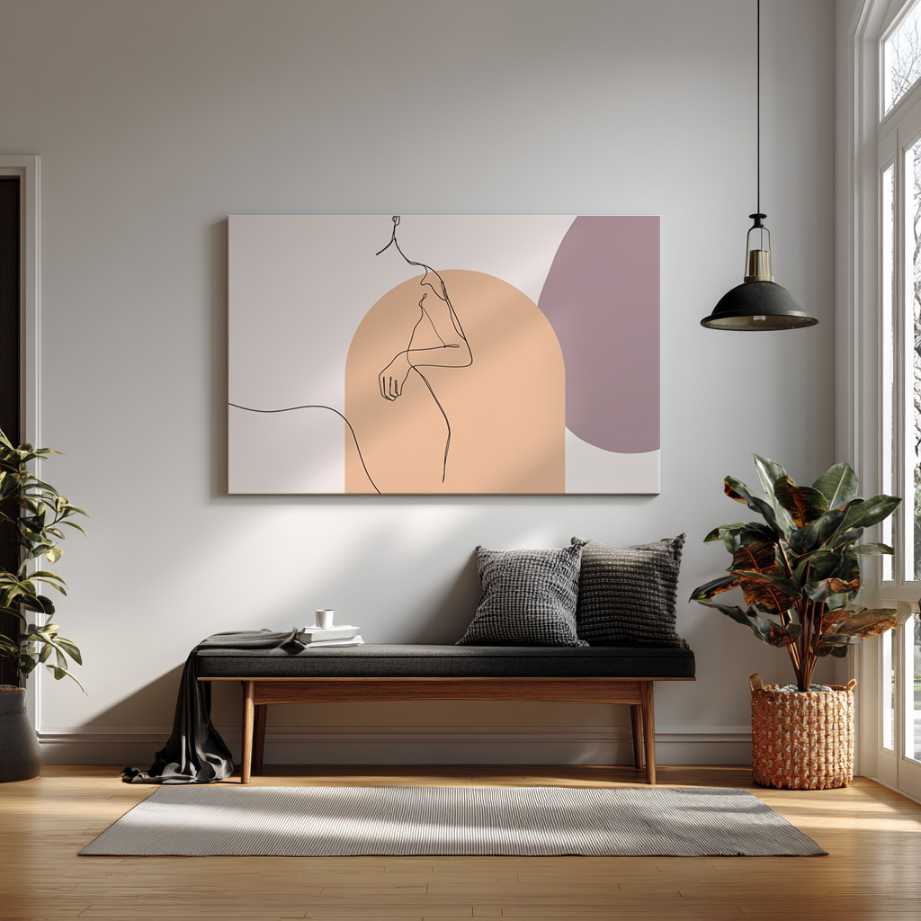Minimalist One-Line Woman Art Print – Abstract Neutral Modern Wall Decor