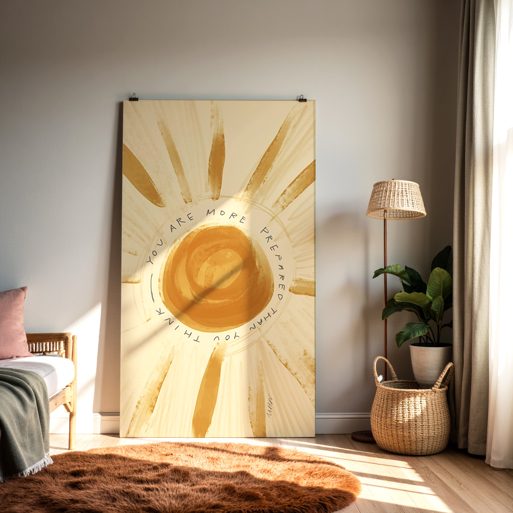 You Are More Prepared Than You Think Wall Art – Minimal Sun Affirmation Print