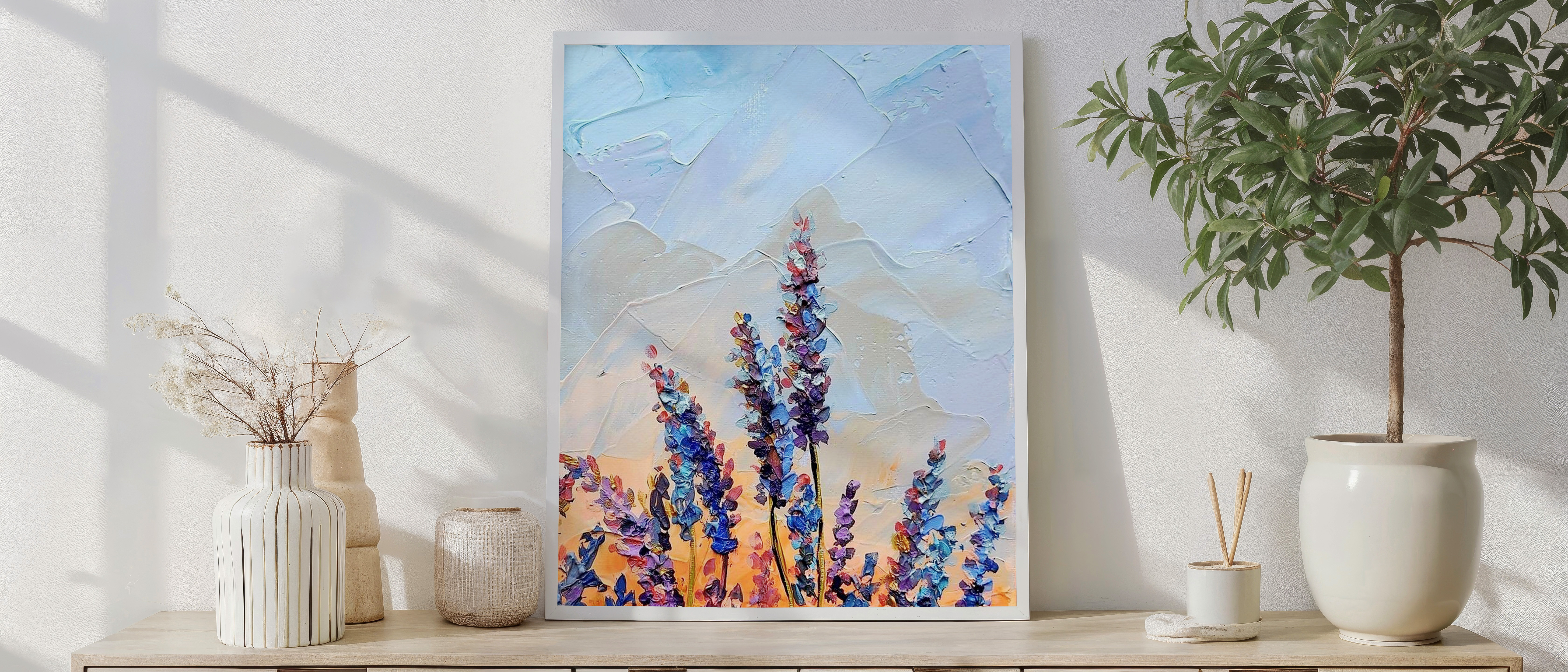Lavender Dawn – Textured Floral Sunrise Wall Art