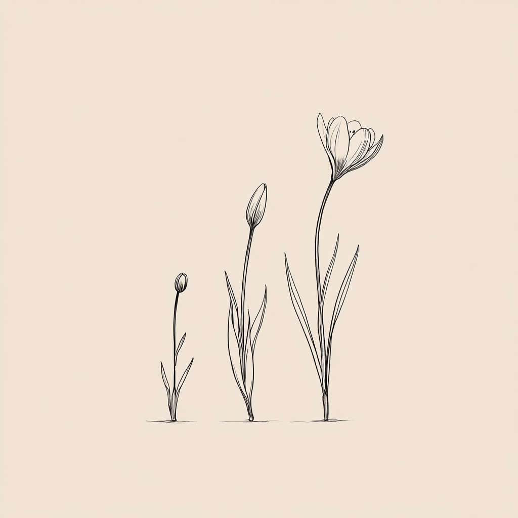 Minimalist Flower Growth Art Print – Botanical Line Illustration
