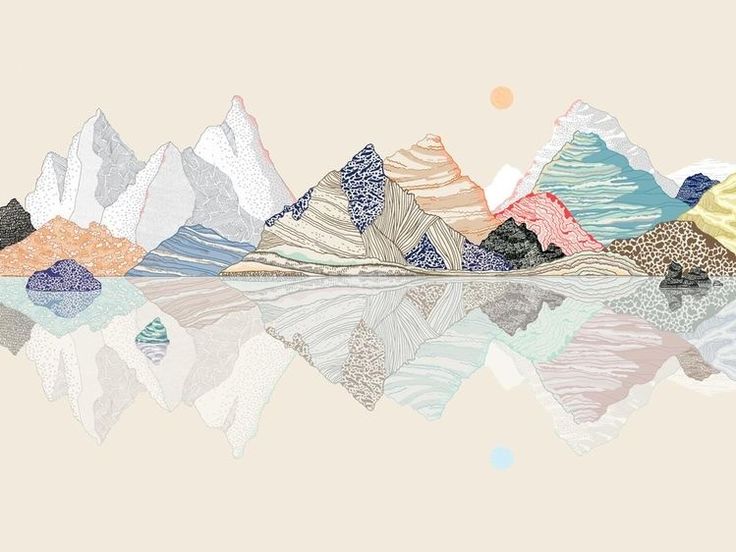 Abstract Mountain Landscape Wall Art – Colorful Reflection Design