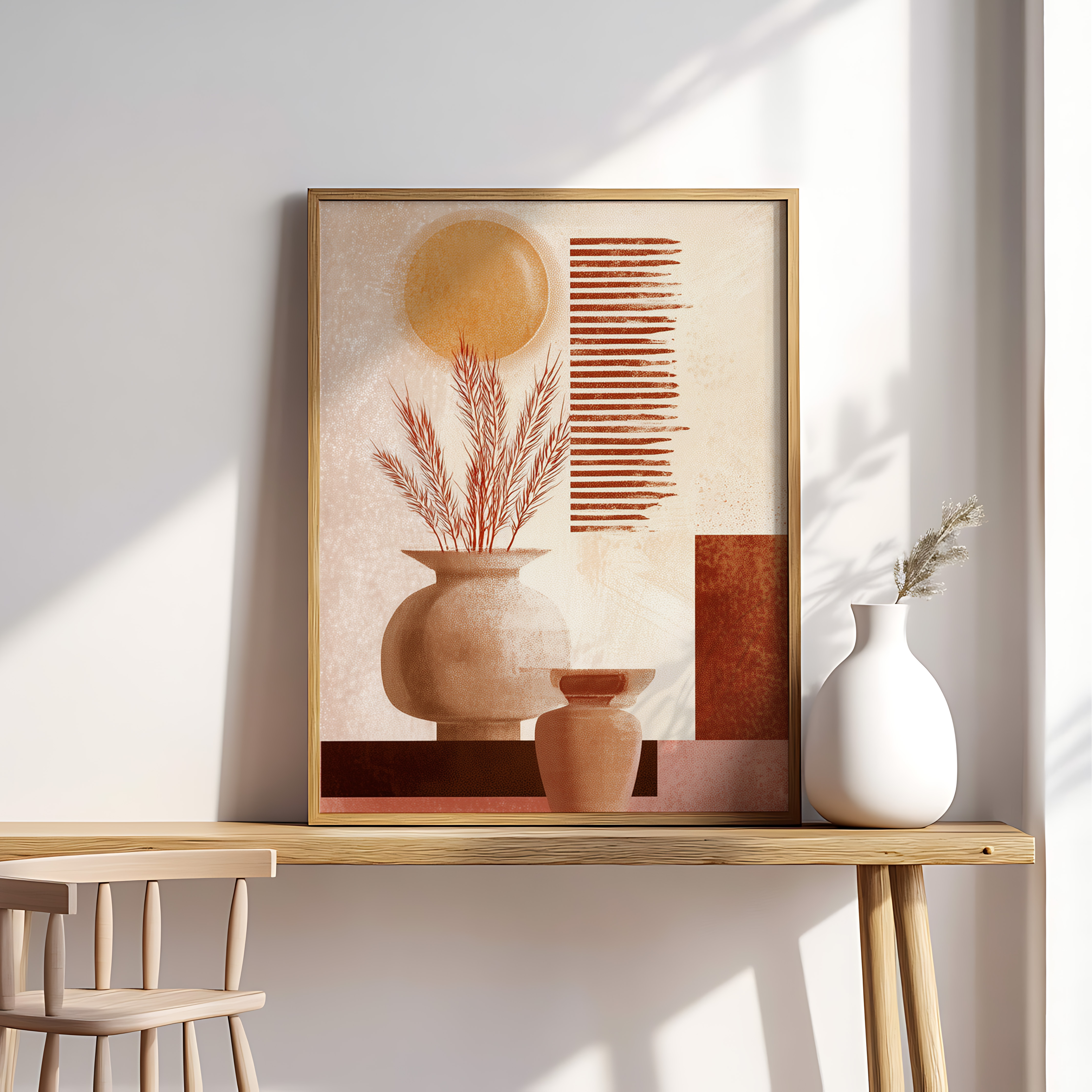 Golden Hour Geometry – Modern Vase Wall Art
