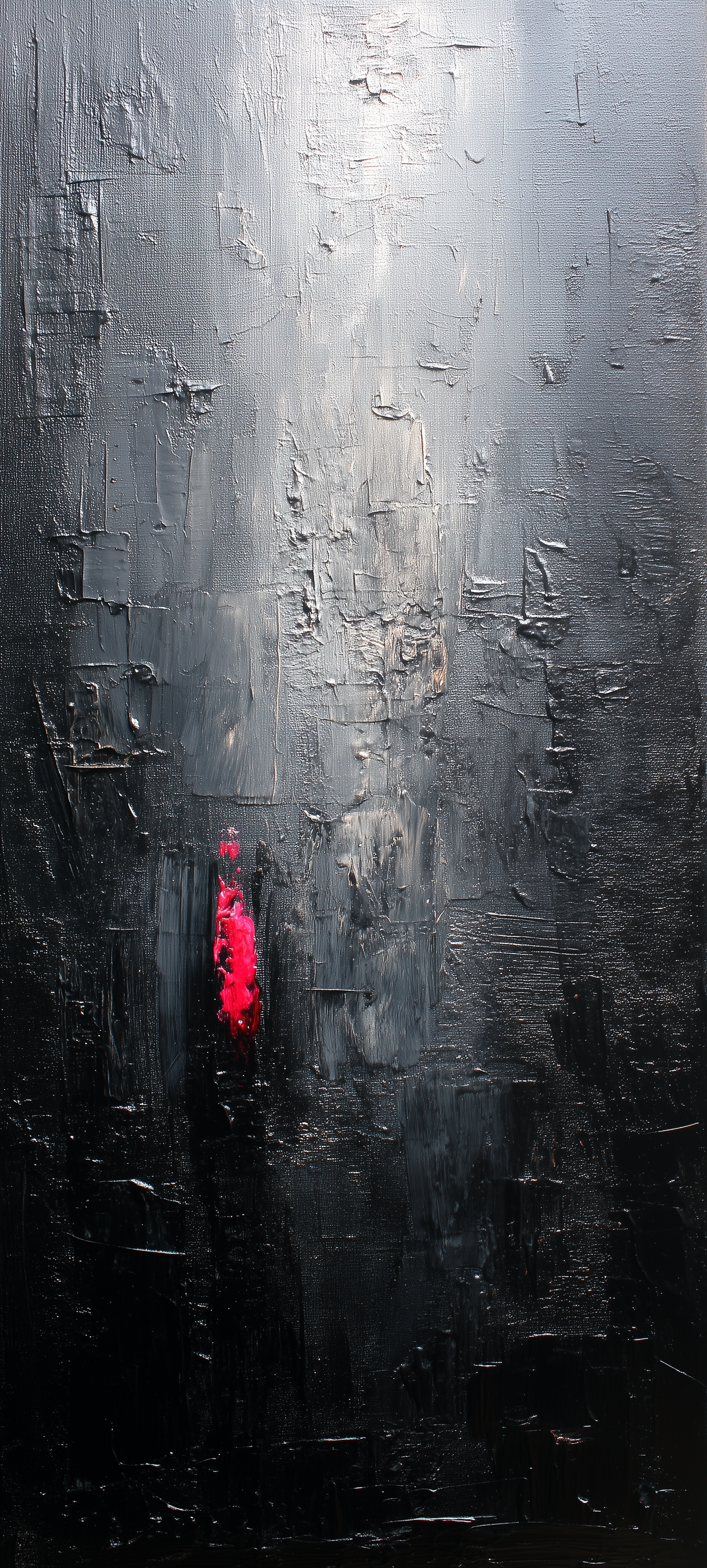 Dark Textured Abstract Art with Red Accent