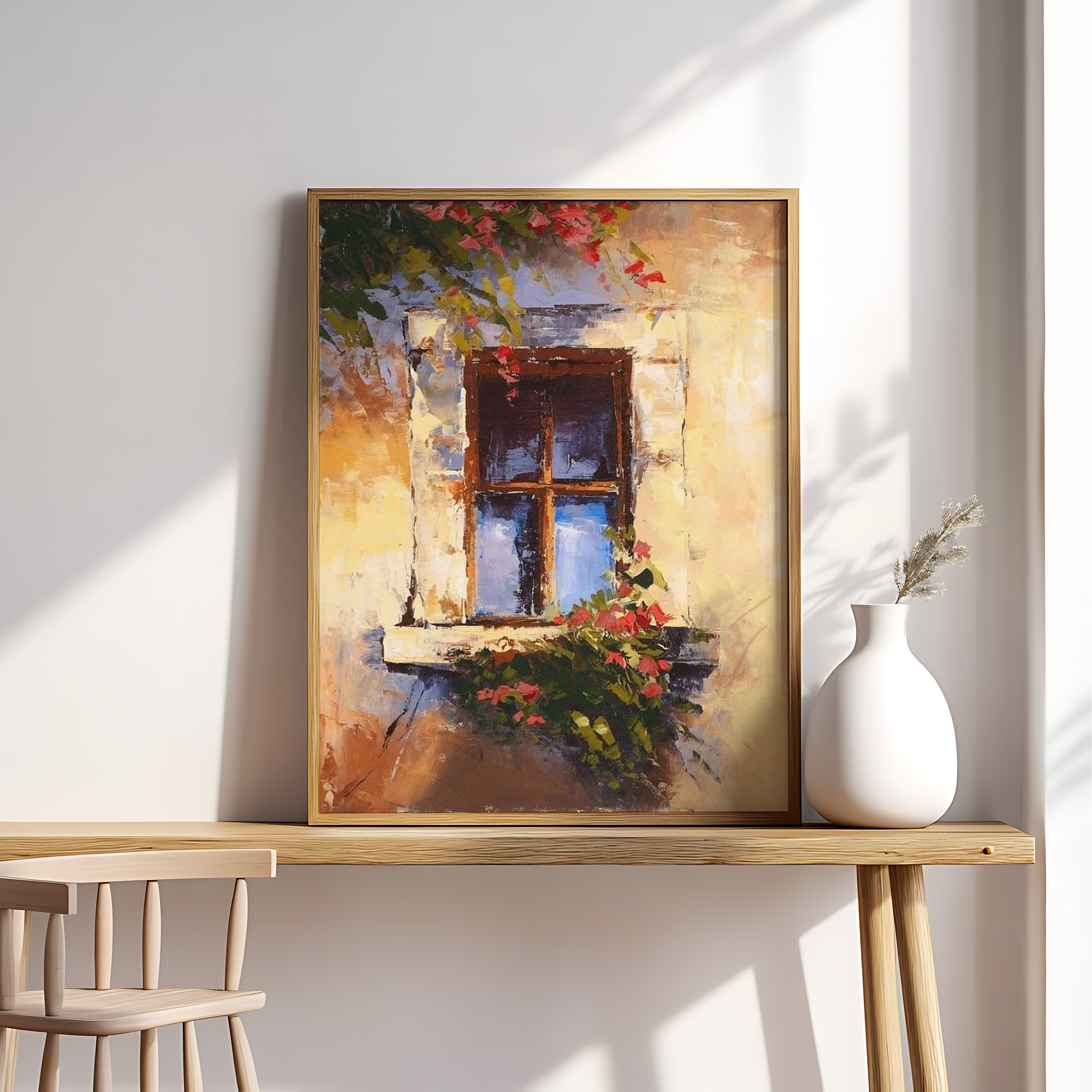 Rustic Window Bloom – Vintage Floral Wall Art