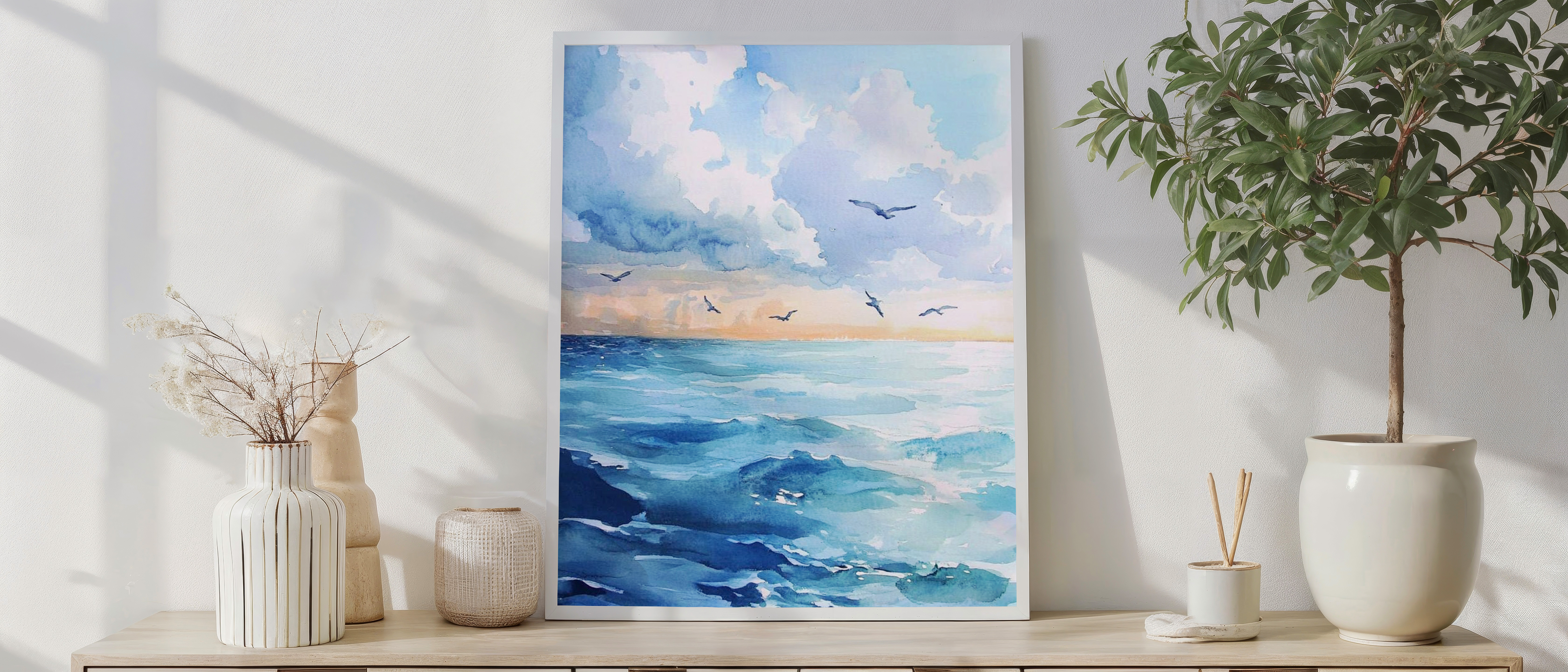 Endless Horizon – Serene Ocean Watercolor Wall Art