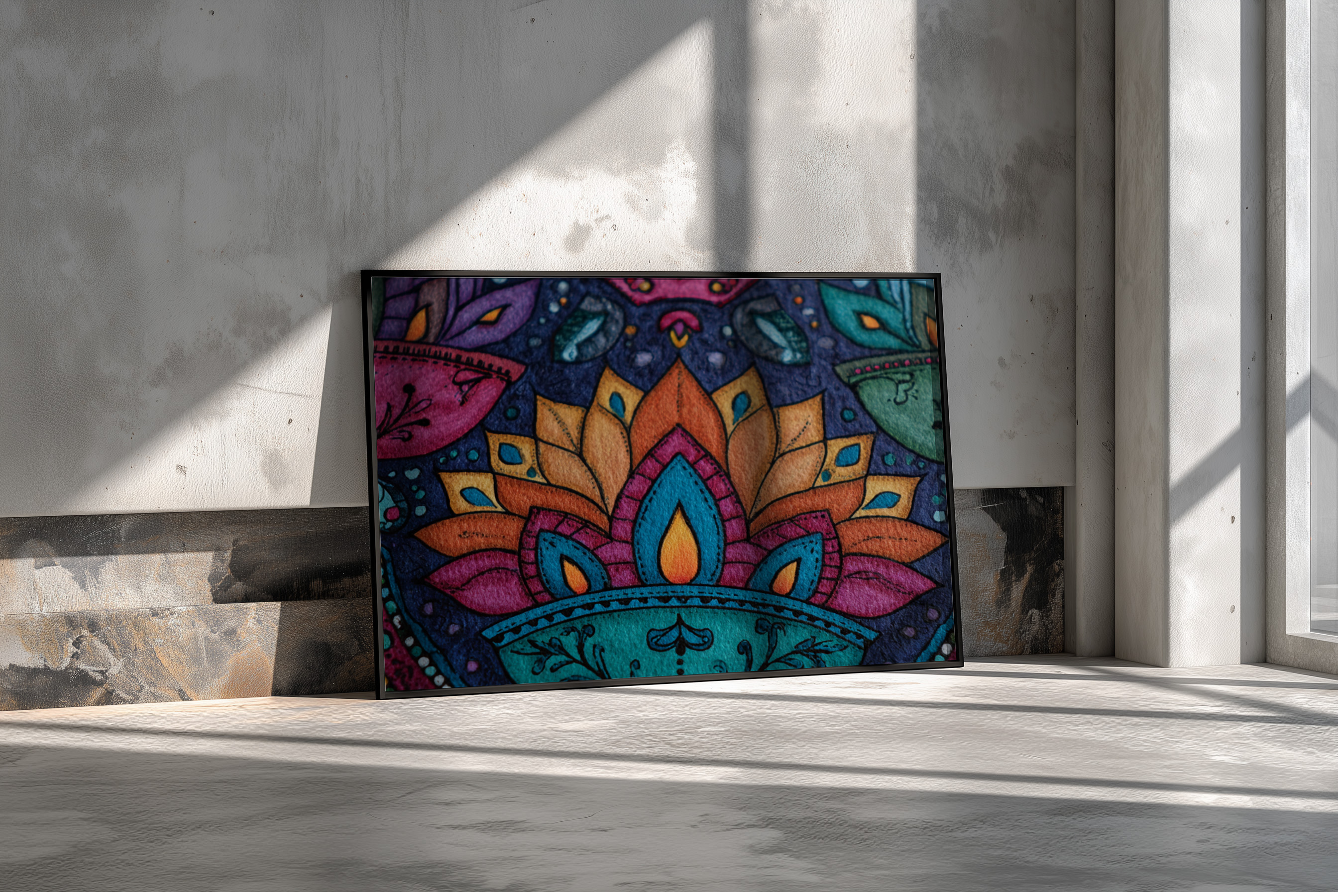 Colorful Mandala Lotus Wall Art