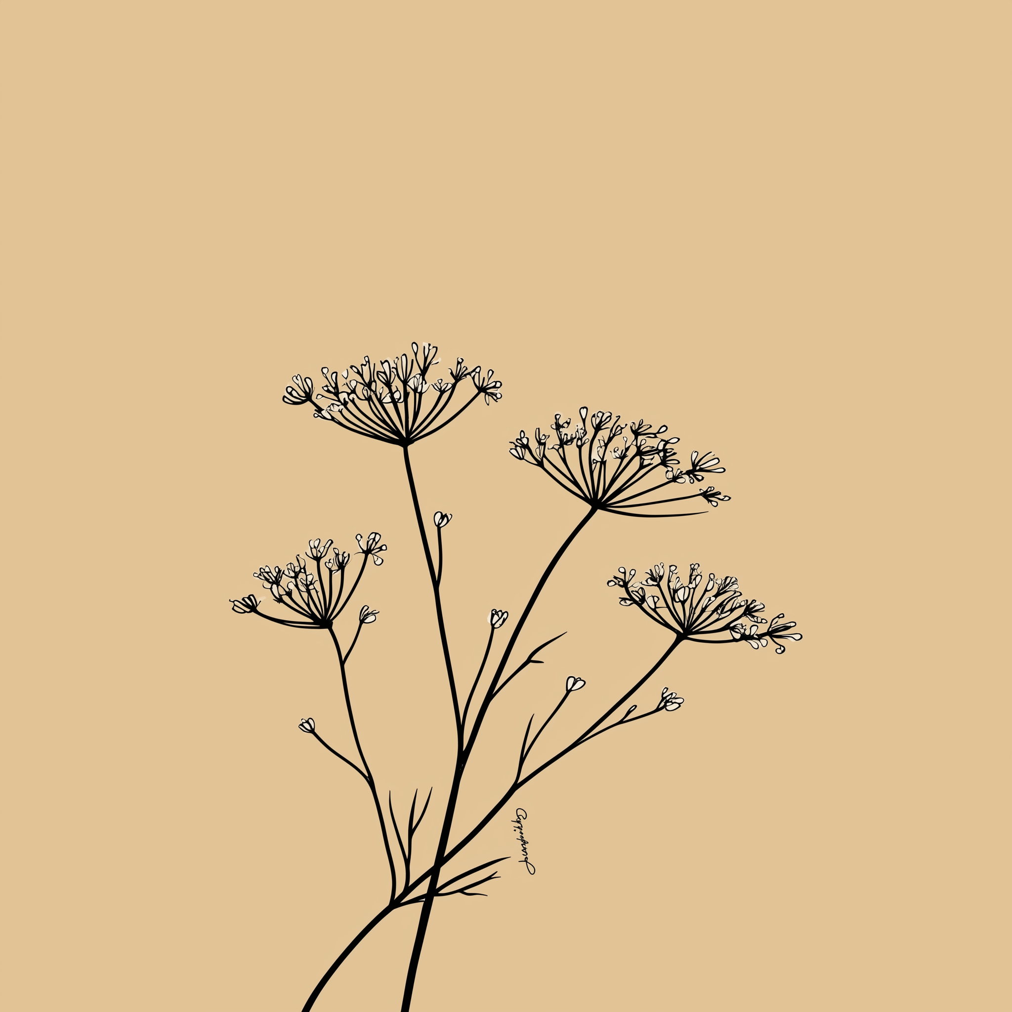 Minimalist Wildflower Line Art Print – Modern Botanical Wall Décor