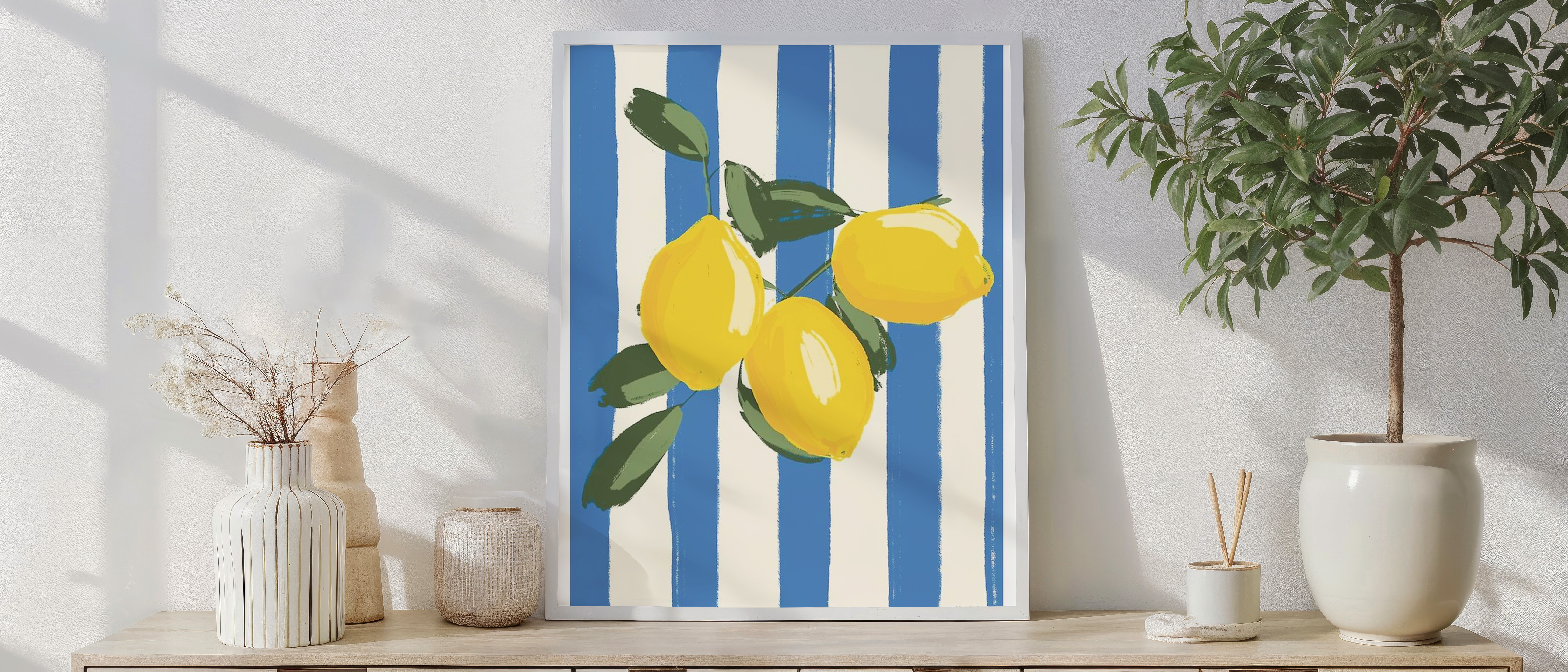 Fresh Lemon Art Print – Mediterranean Yellow Citrus Illustration